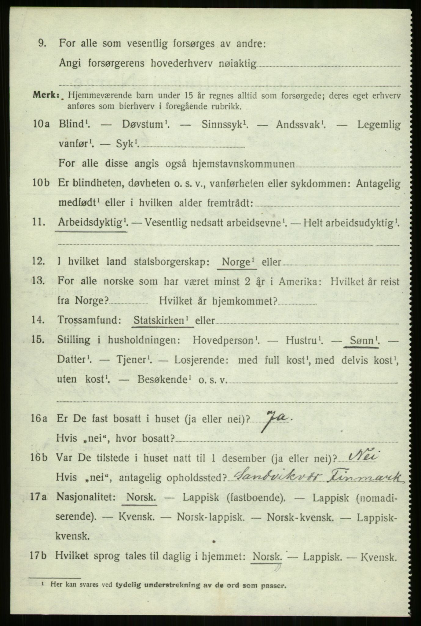 SATØ, 1920 census for Dyrøy, 1920, p. 1284