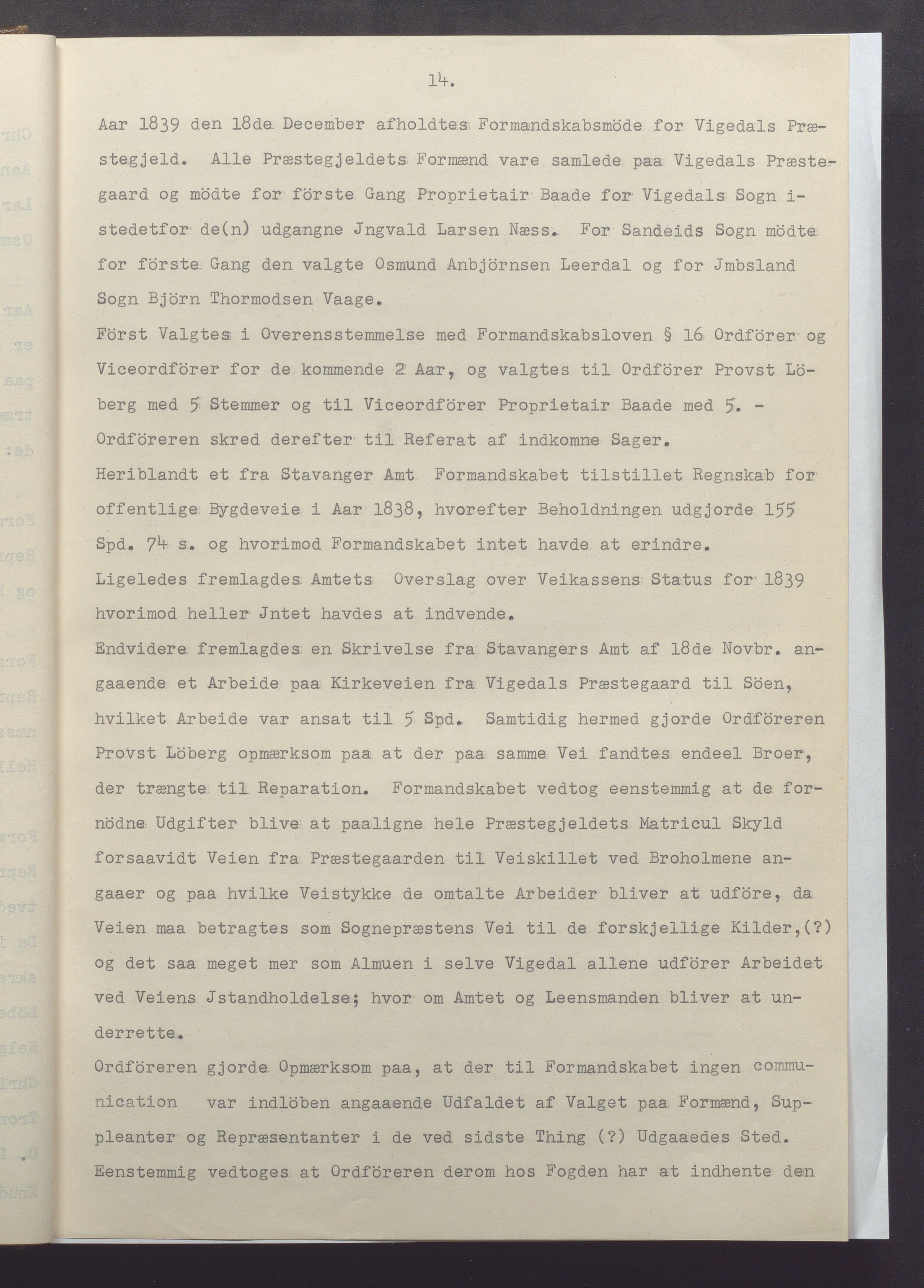 Vikedal kommune - Formannskapet, IKAR/K-100598/A/Ac/L0001: Avskrift av møtebok, 1837-1874, p. 14