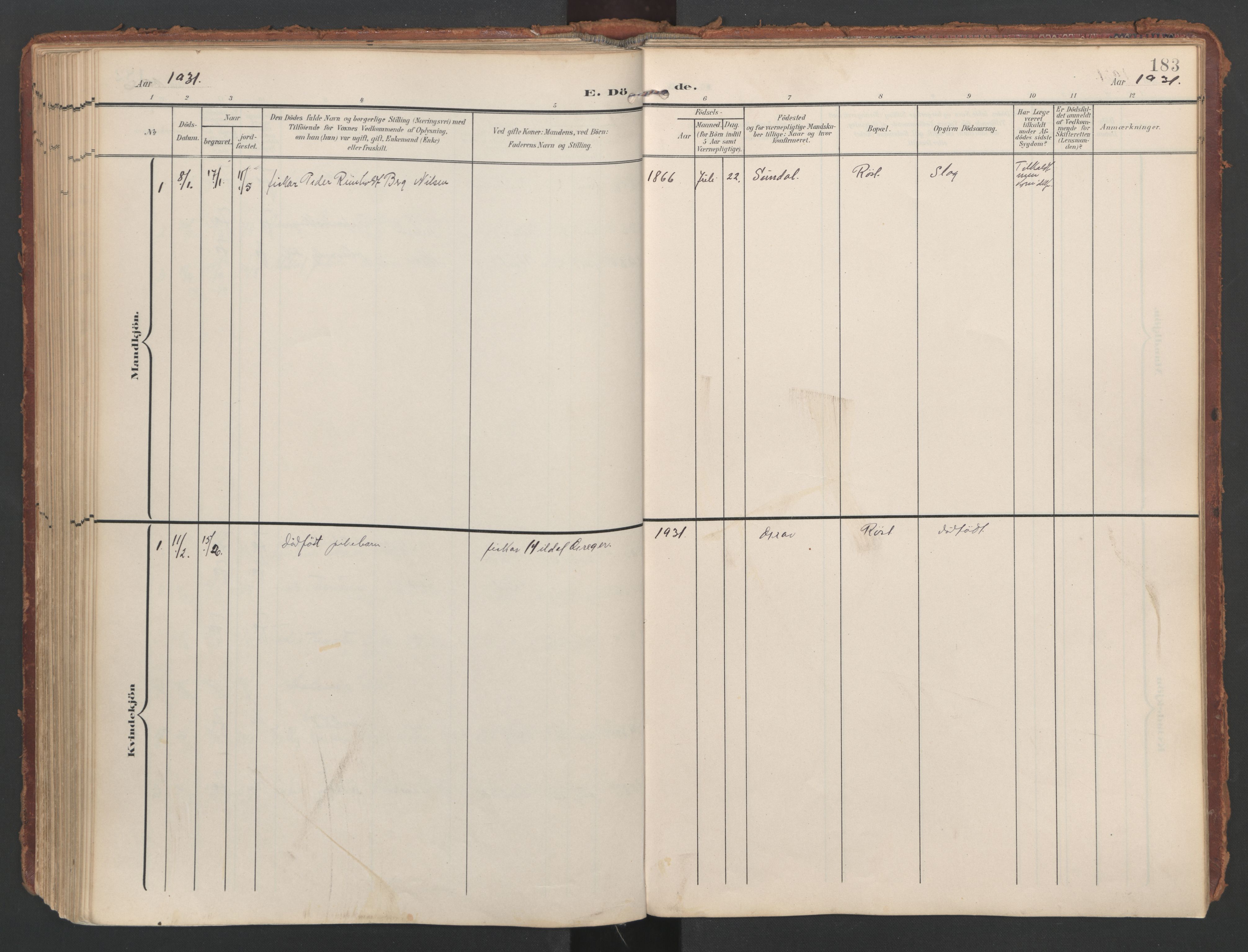 Ministerialprotokoller, klokkerbøker og fødselsregistre - Nordland, AV/SAT-A-1459/808/L0129: Parish register (official) no. 808A02, 1903-1931, p. 183