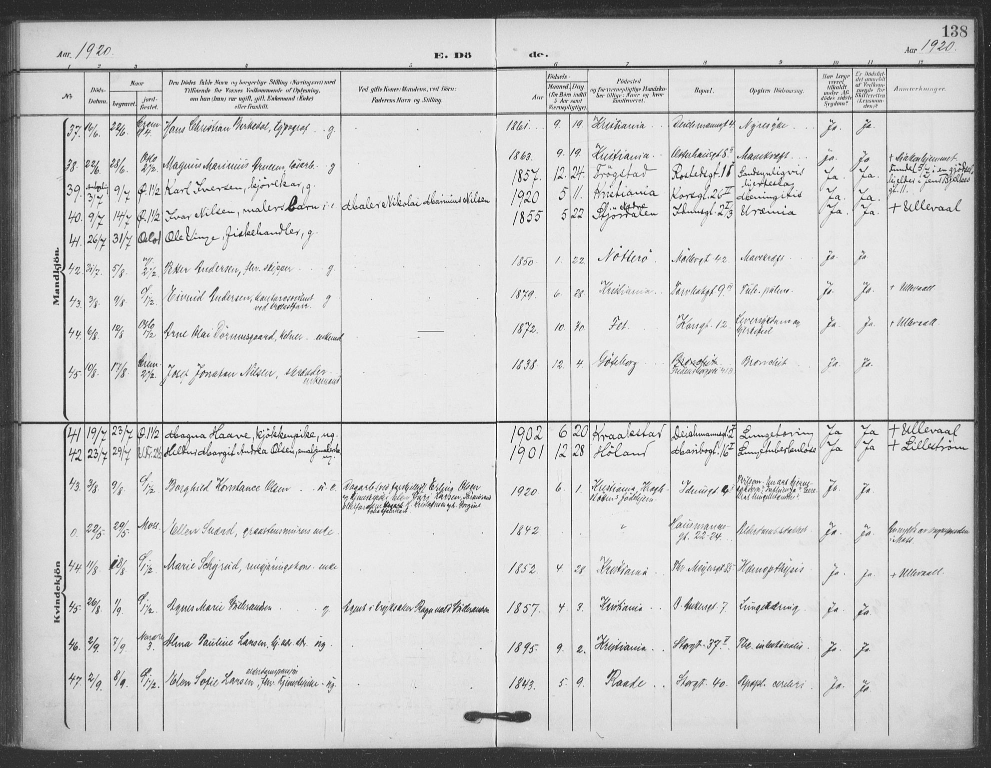 Jakob prestekontor Kirkebøker, AV/SAO-A-10850/F/Fa/L0011: Parish register (official) no. 11, 1906-1920, p. 138