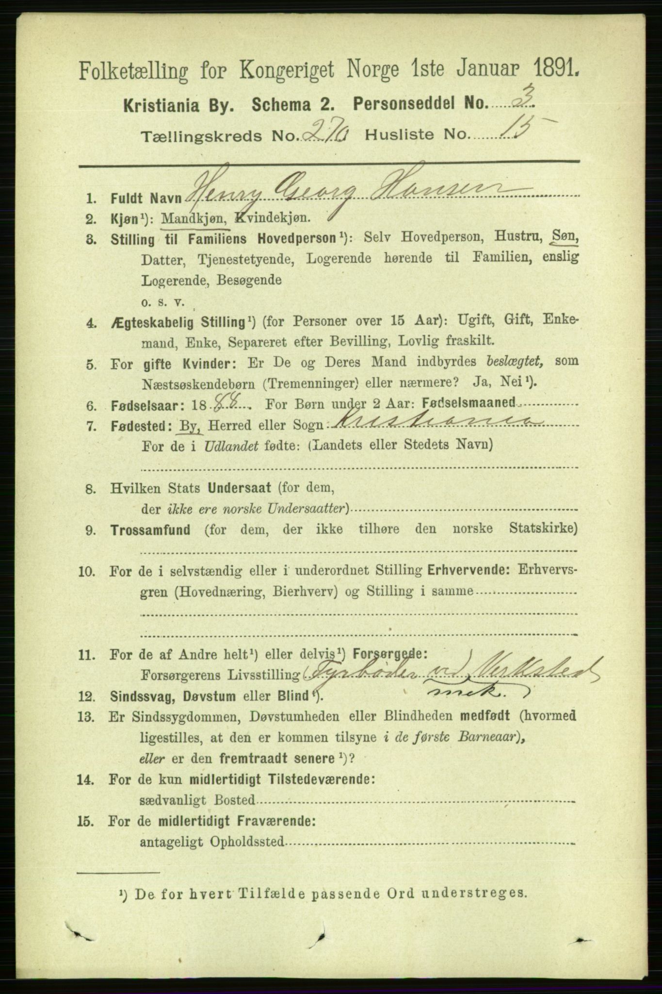RA, 1891 census for 0301 Kristiania, 1891, p. 164314