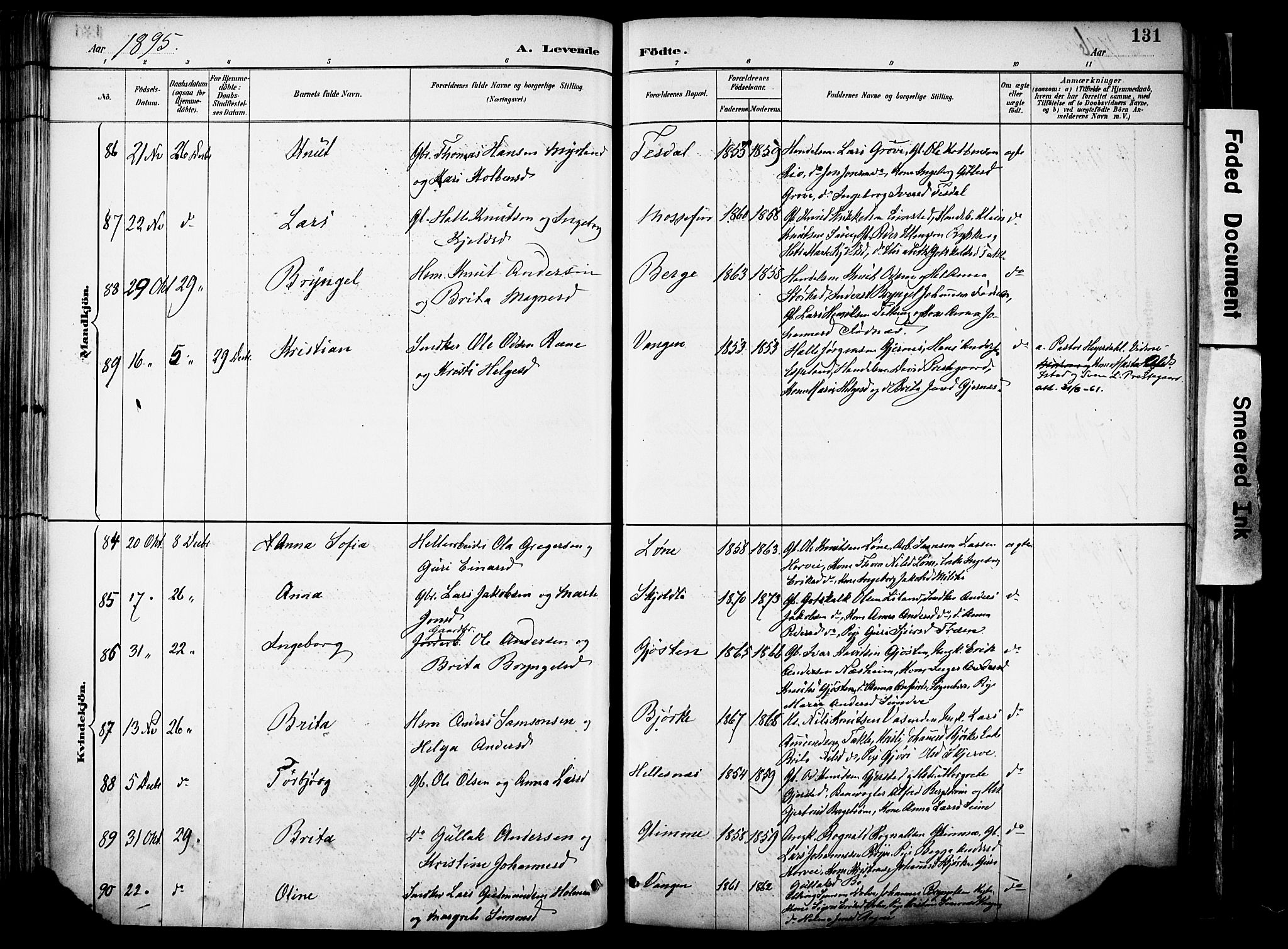 Voss sokneprestembete, SAB/A-79001/H/Haa: Parish register (official) no. A 21, 1887-1903, p. 131