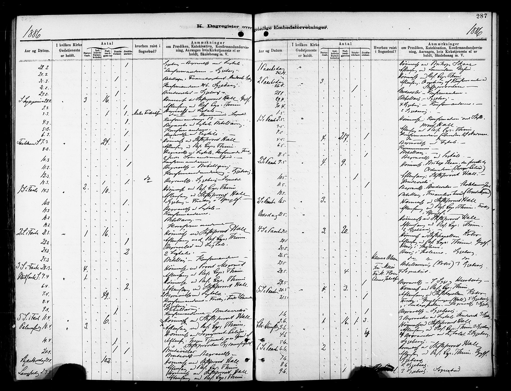 Tromsø sokneprestkontor/stiftsprosti/domprosti, AV/SATØ-S-1343/G/Ga/L0014kirke: Parish register (official) no. 14, 1878-1888, p. 287