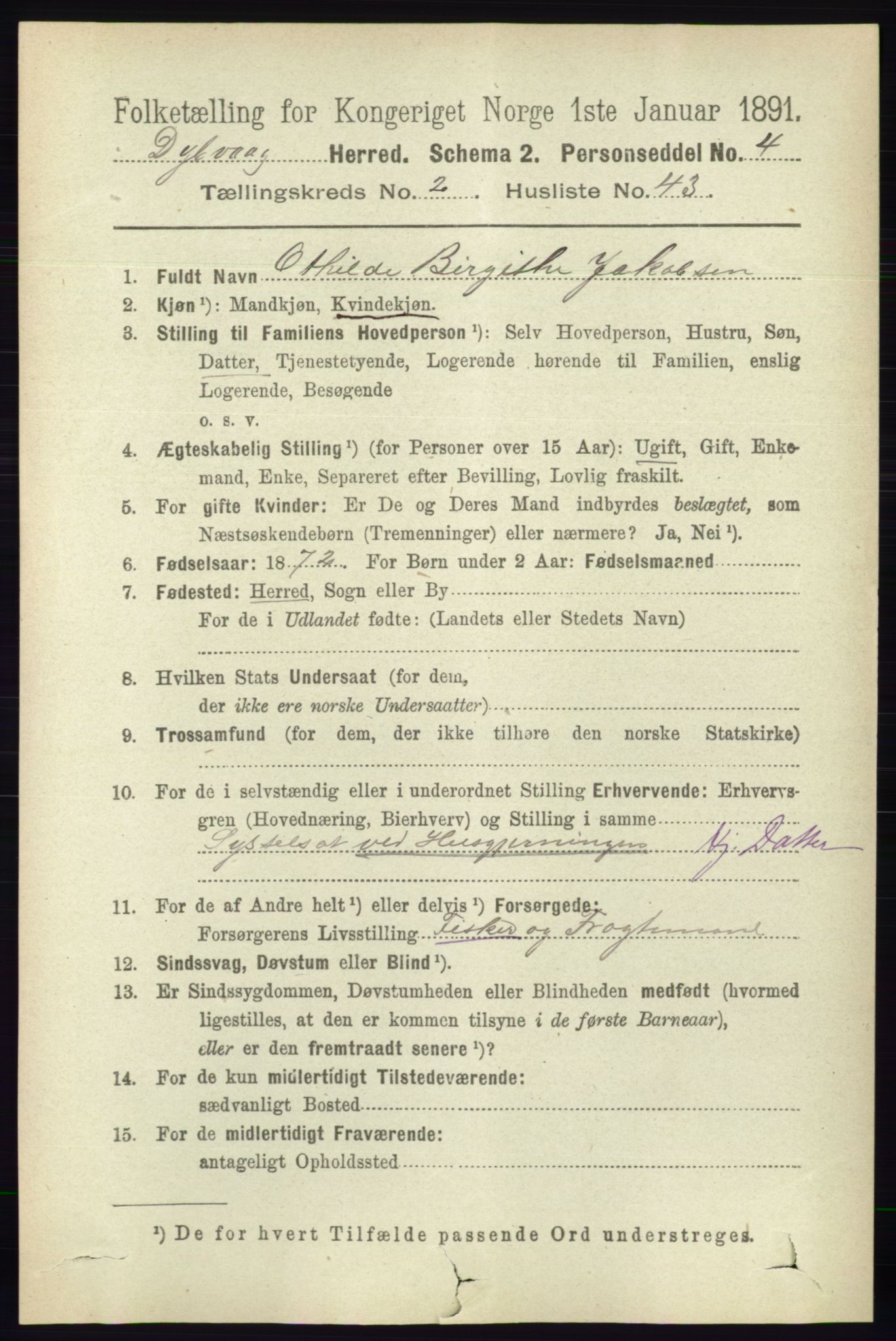 RA, 1891 census for 0915 Dypvåg, 1891, p. 753