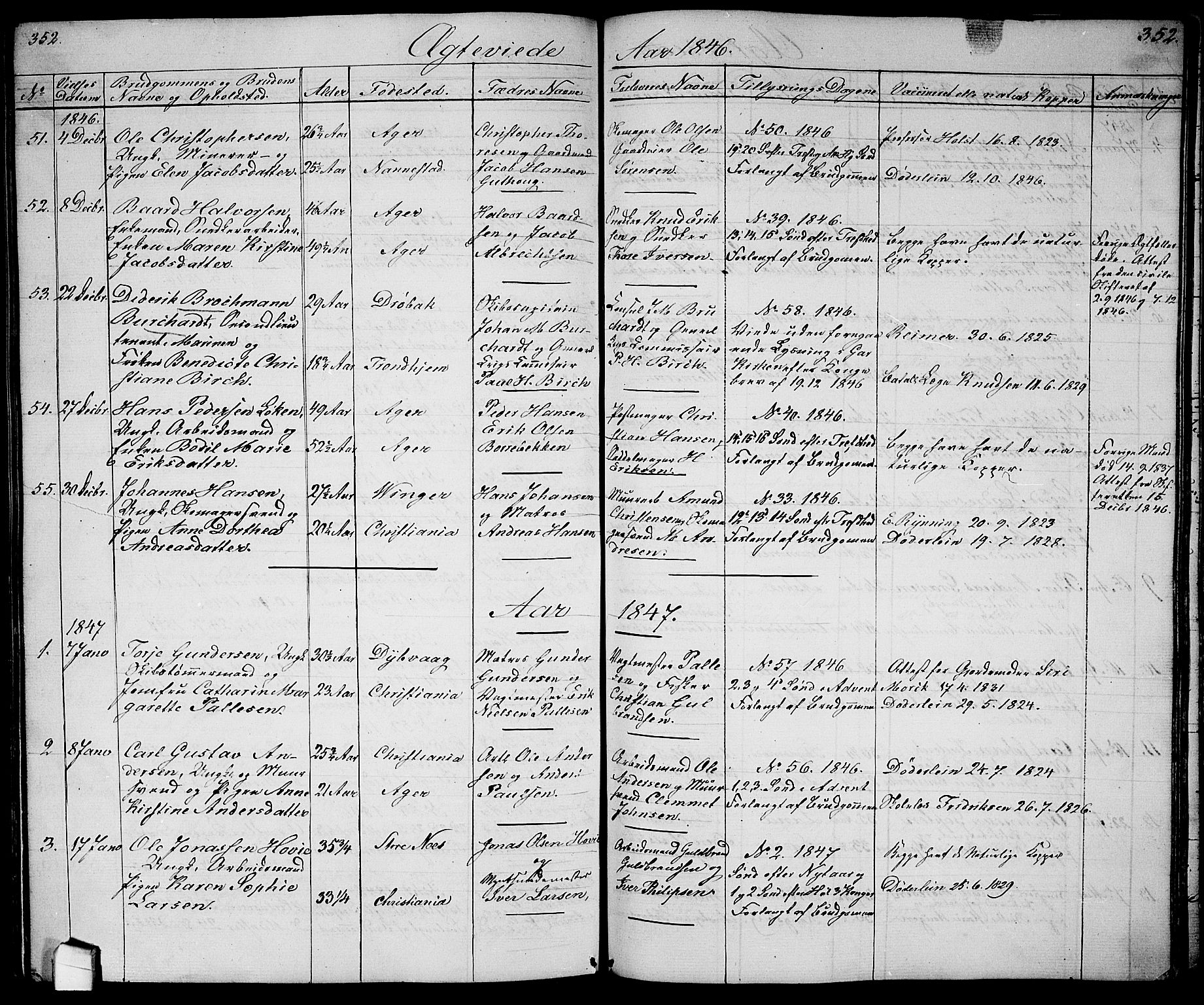 Garnisonsmenigheten Kirkebøker, SAO/A-10846/G/Ga/L0005: Parish register (copy) no. 5, 1841-1860, p. 352