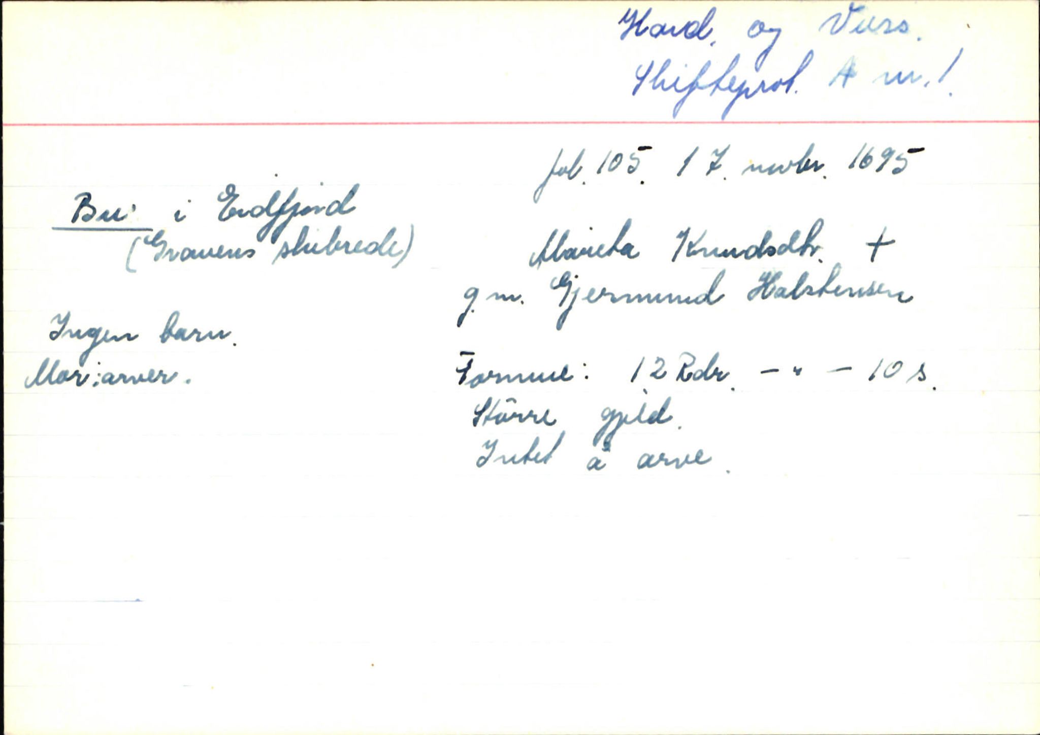Skiftekort ved Statsarkivet i Bergen, SAB/SKIFTEKORT/002/L0001: Skifteprotokoll nr. 1-3, 1695-1721, p. 9