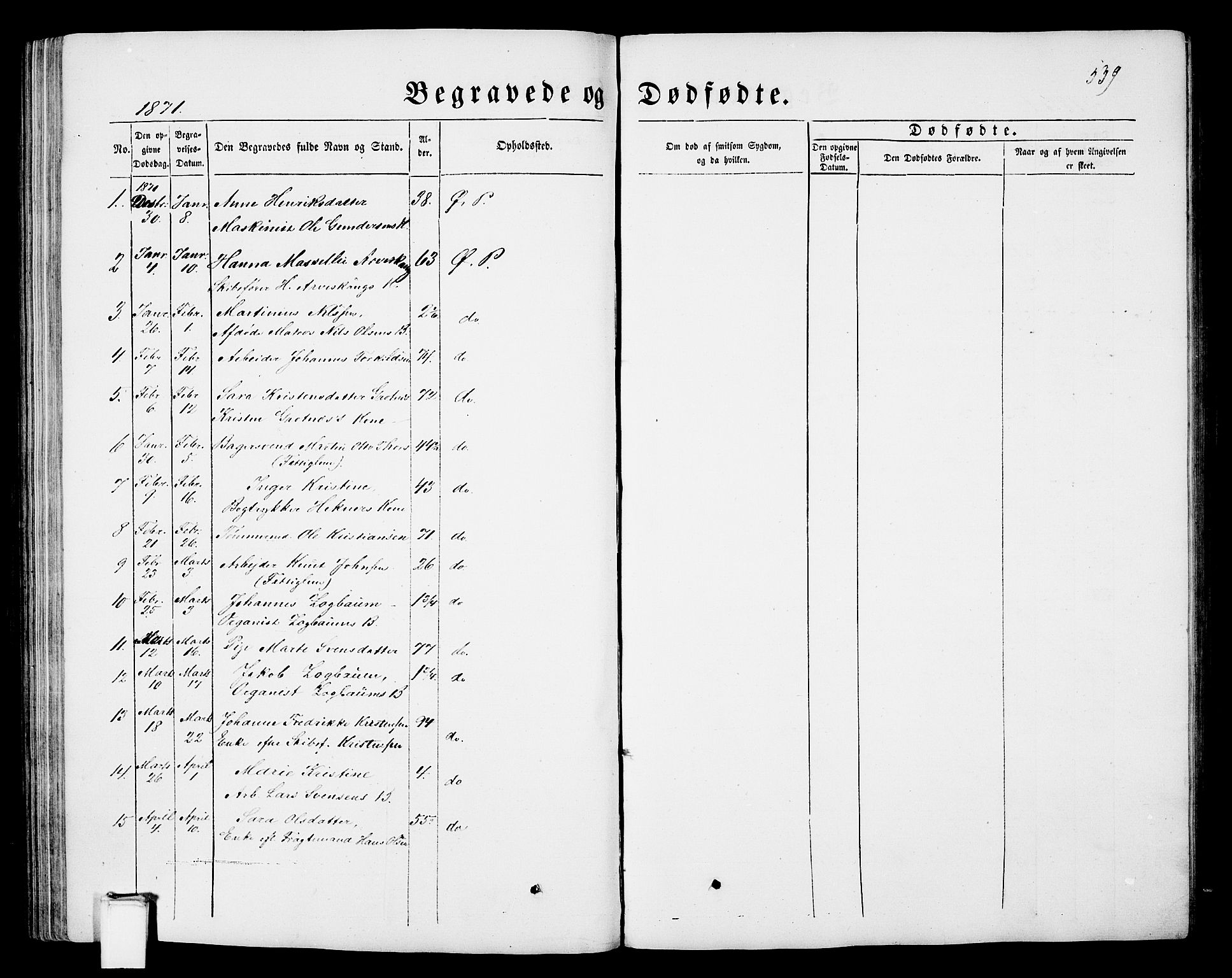 Porsgrunn kirkebøker , SAKO/A-104/G/Gb/L0004: Parish register (copy) no. II 4, 1853-1882, p. 539