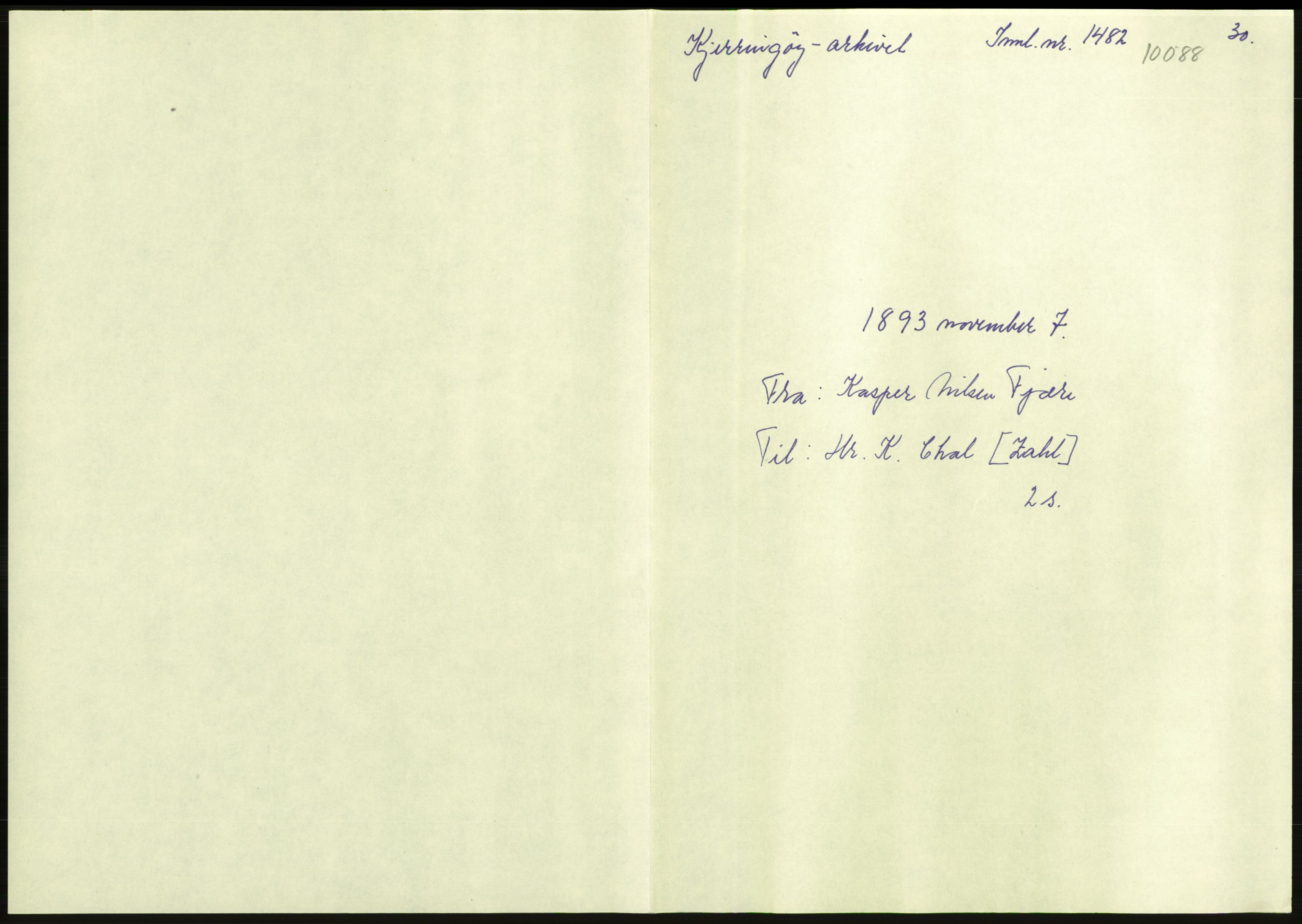 Samlinger til kildeutgivelse, Amerikabrevene, AV/RA-EA-4057/F/L0036: Innlån fra Nordland: Kjerringøyarkivet, 1838-1914, p. 135