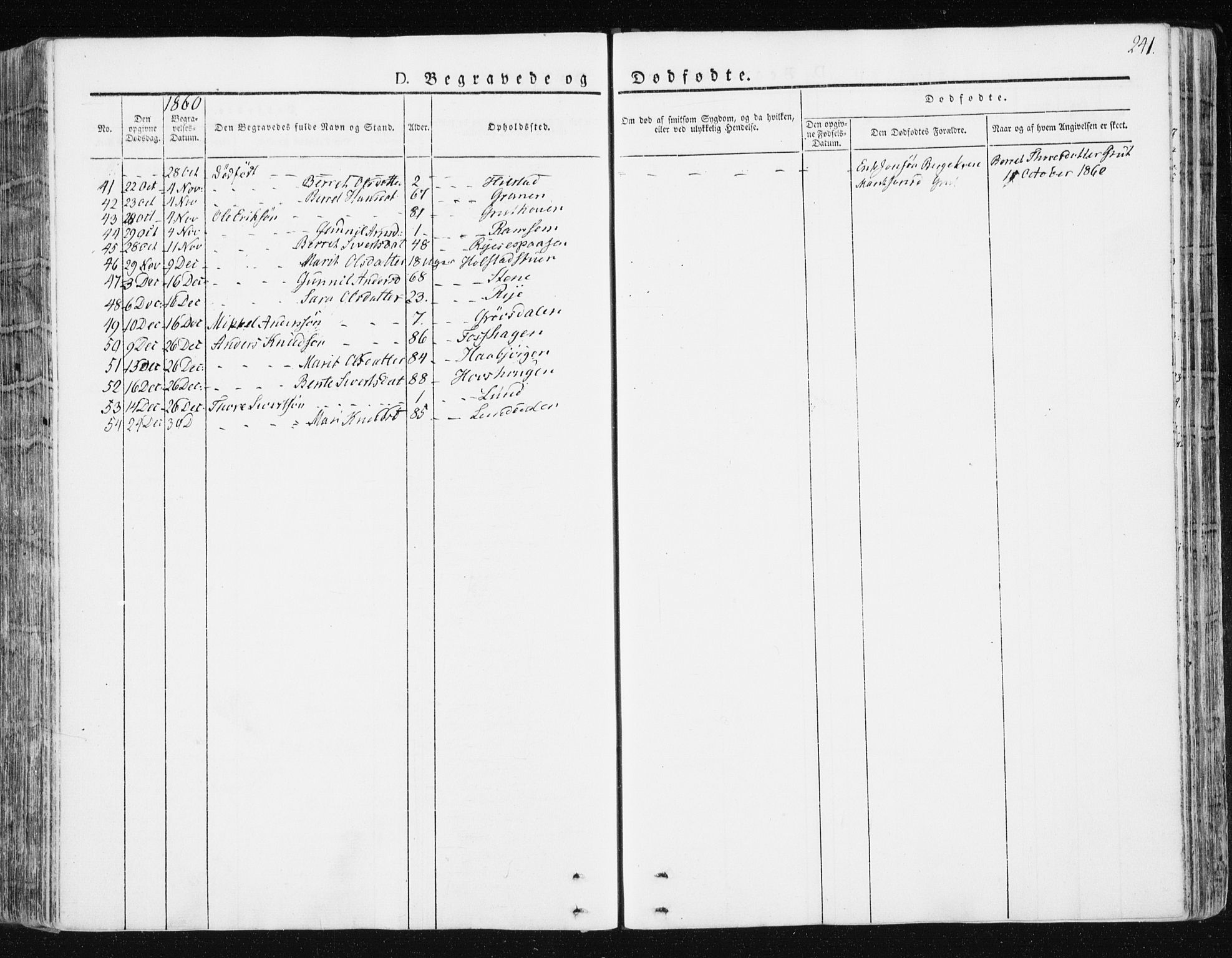Ministerialprotokoller, klokkerbøker og fødselsregistre - Sør-Trøndelag, SAT/A-1456/672/L0855: Parish register (official) no. 672A07, 1829-1860, p. 241