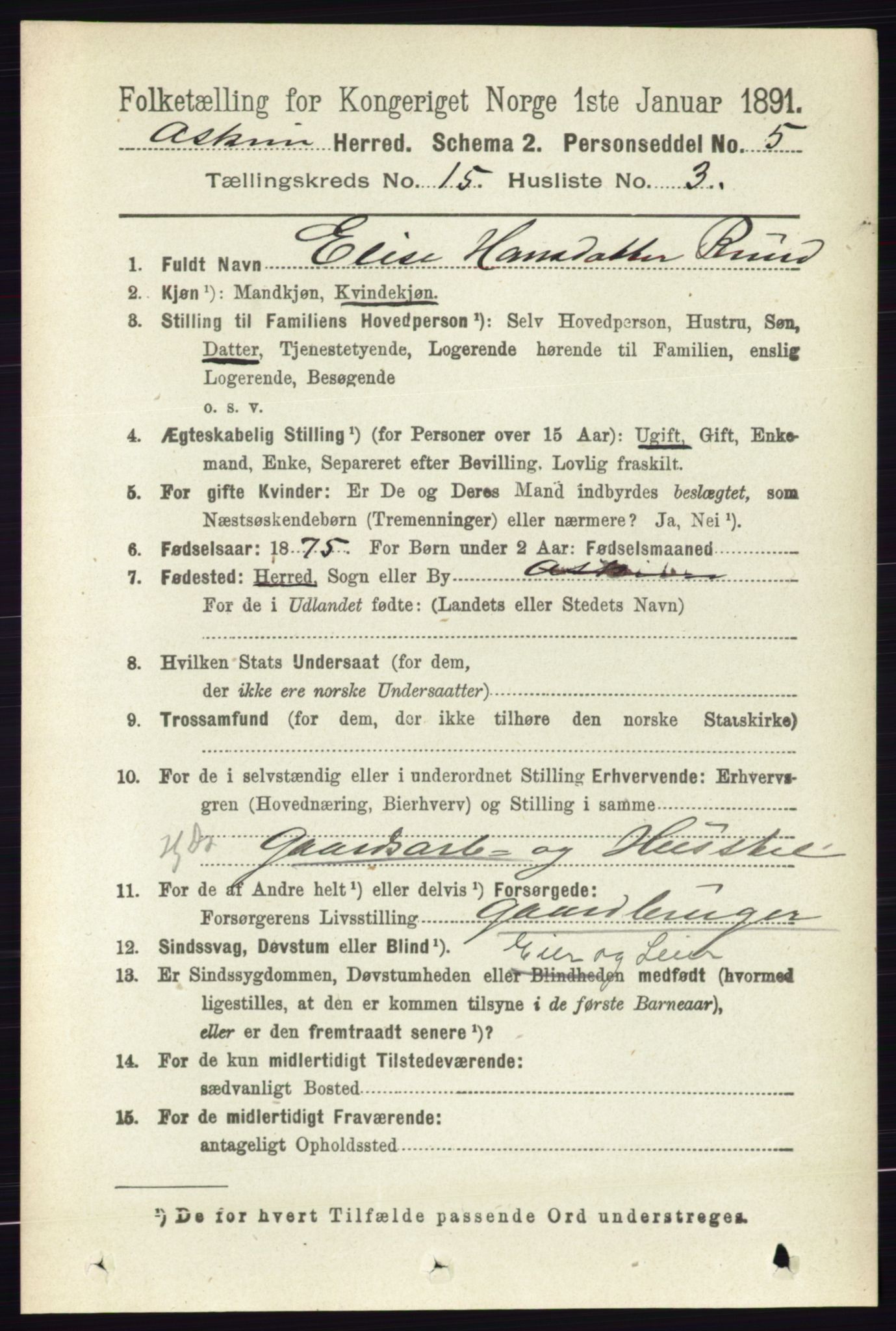 RA, 1891 census for 0124 Askim, 1891, p. 2447