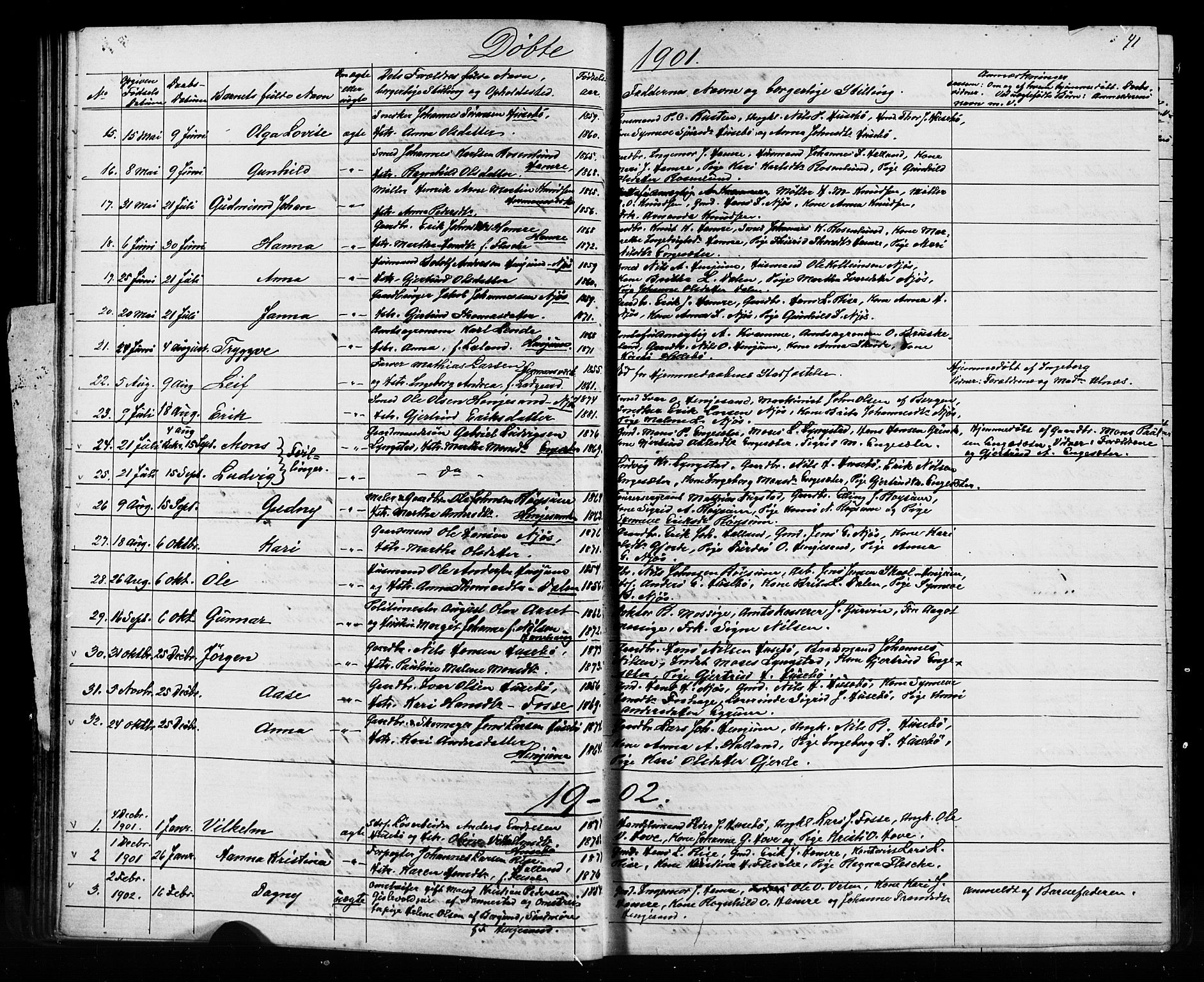 Leikanger sokneprestembete, AV/SAB-A-81001/H/Hab/Haba/L0001: Parish register (copy) no. A 1, 1873-1916, p. 41