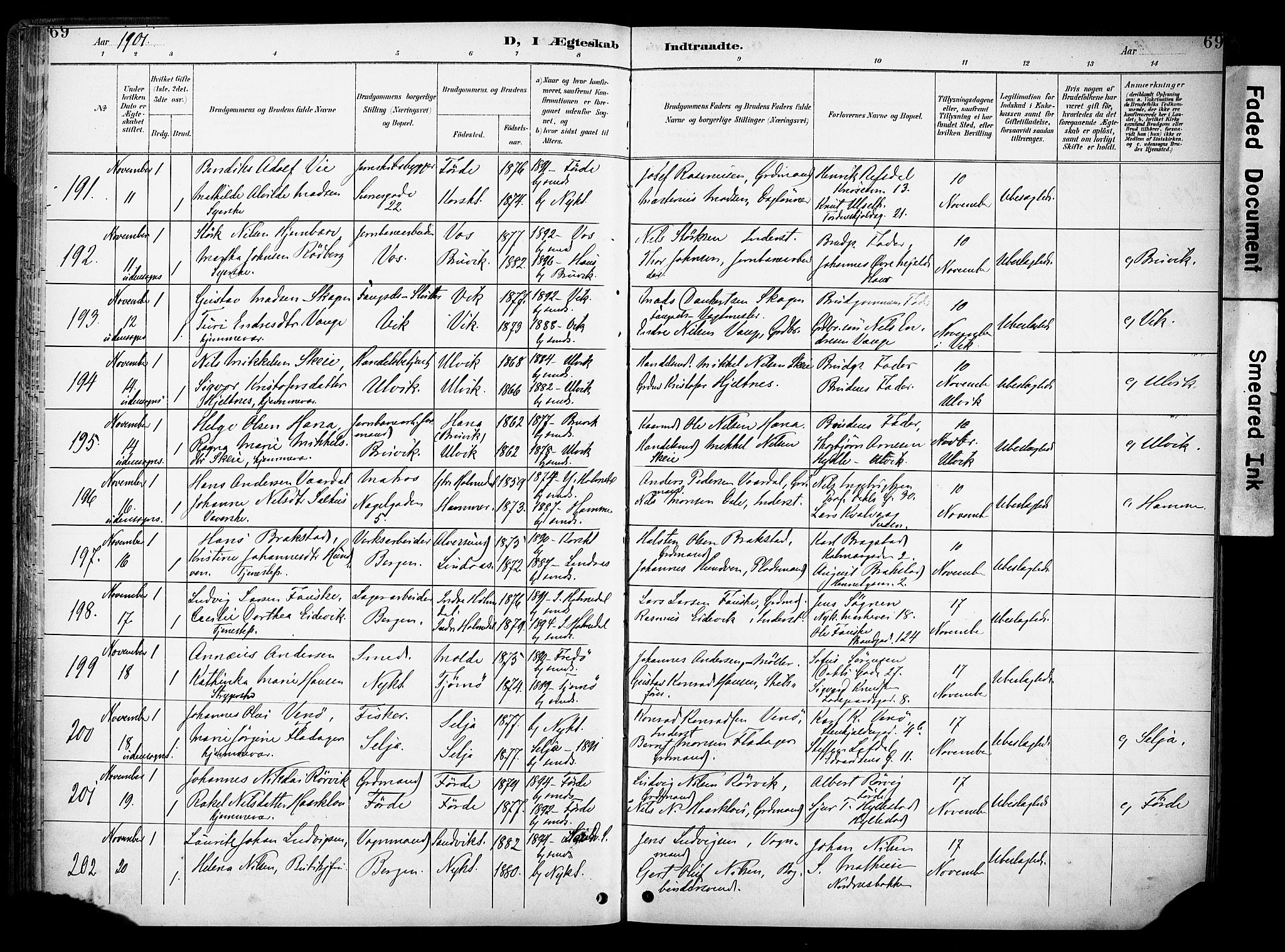 Nykirken Sokneprestembete, AV/SAB-A-77101/H/Haa/L0034: Parish register (official) no. D 4, 1896-1905, p. 69