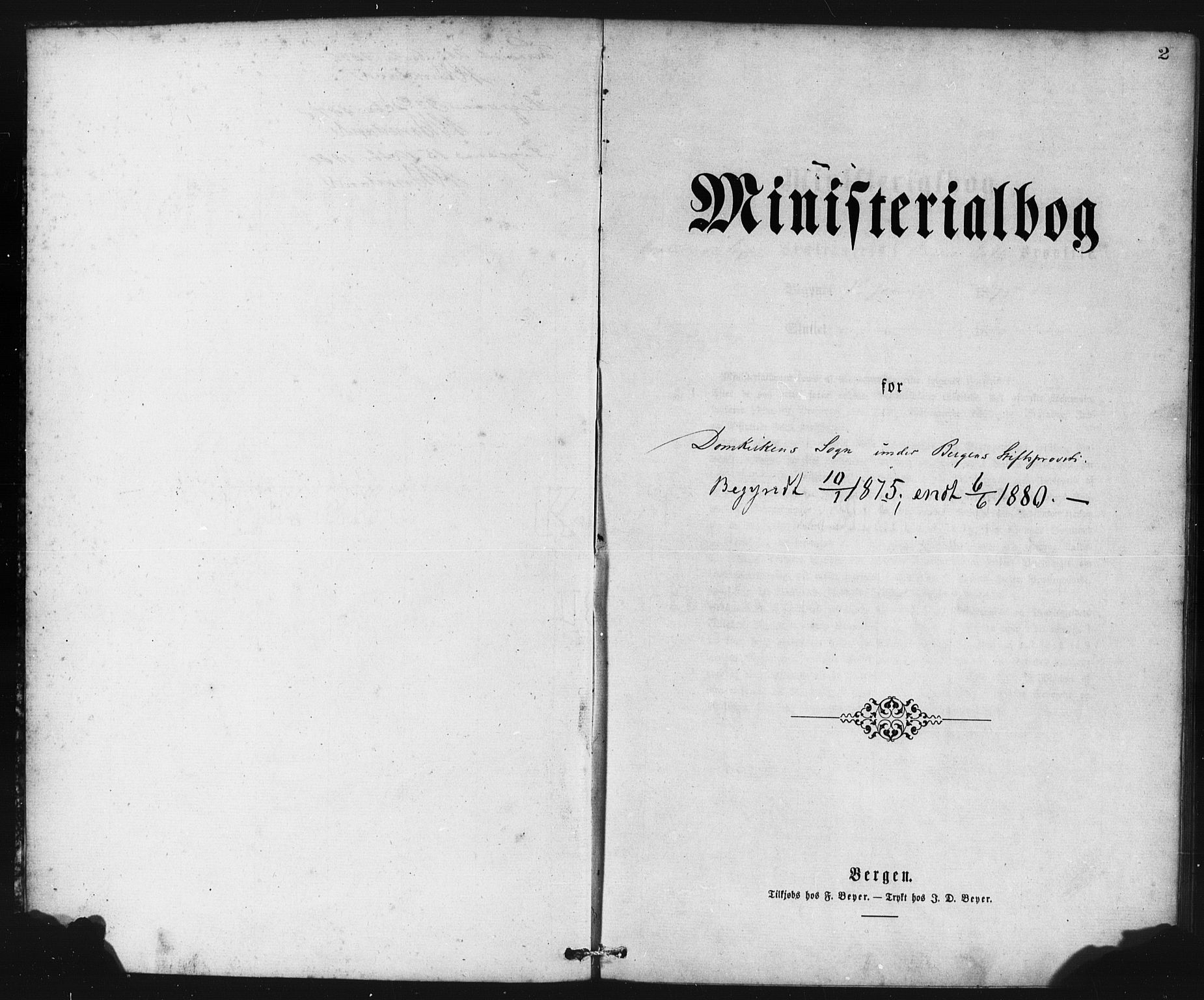 Domkirken sokneprestembete, AV/SAB-A-74801/H/Haa/L0036: Parish register (official) no. D 3, 1875-1880, p. 2