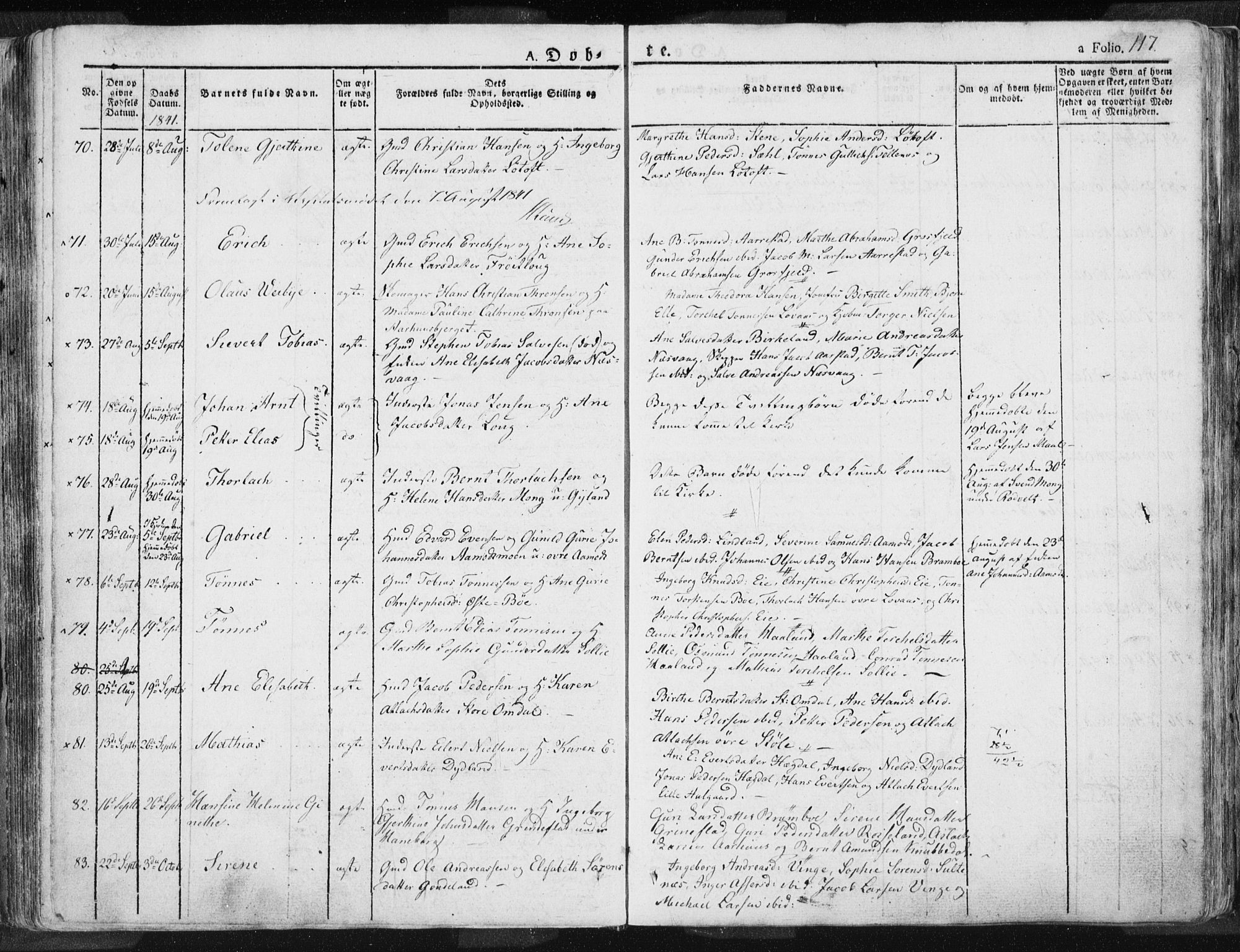 Sokndal sokneprestkontor, AV/SAST-A-101808: Parish register (official) no. A 7.1, 1826-1842, p. 117