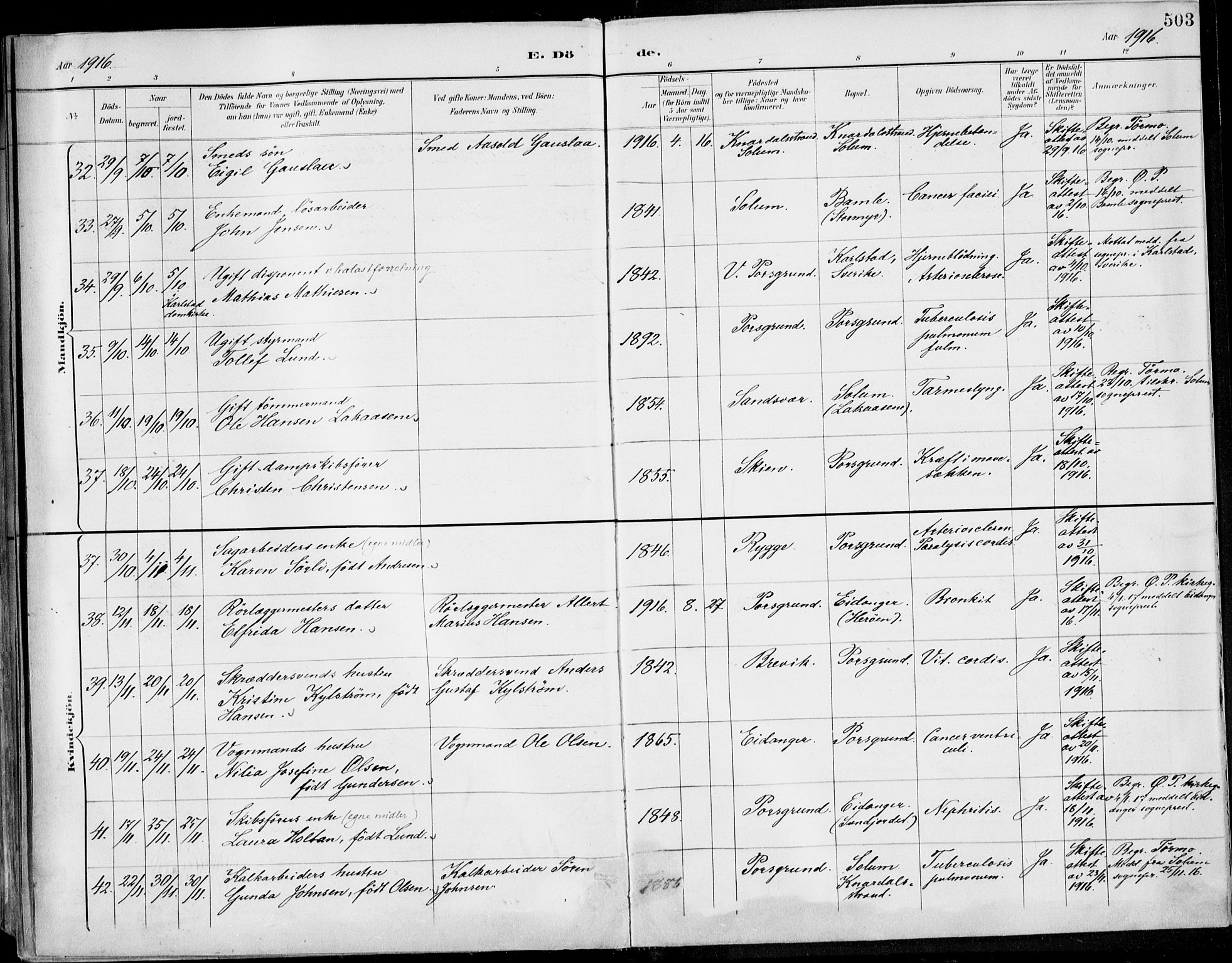 Porsgrunn kirkebøker , AV/SAKO-A-104/F/Fa/L0011: Parish register (official) no. 11, 1895-1919, p. 503