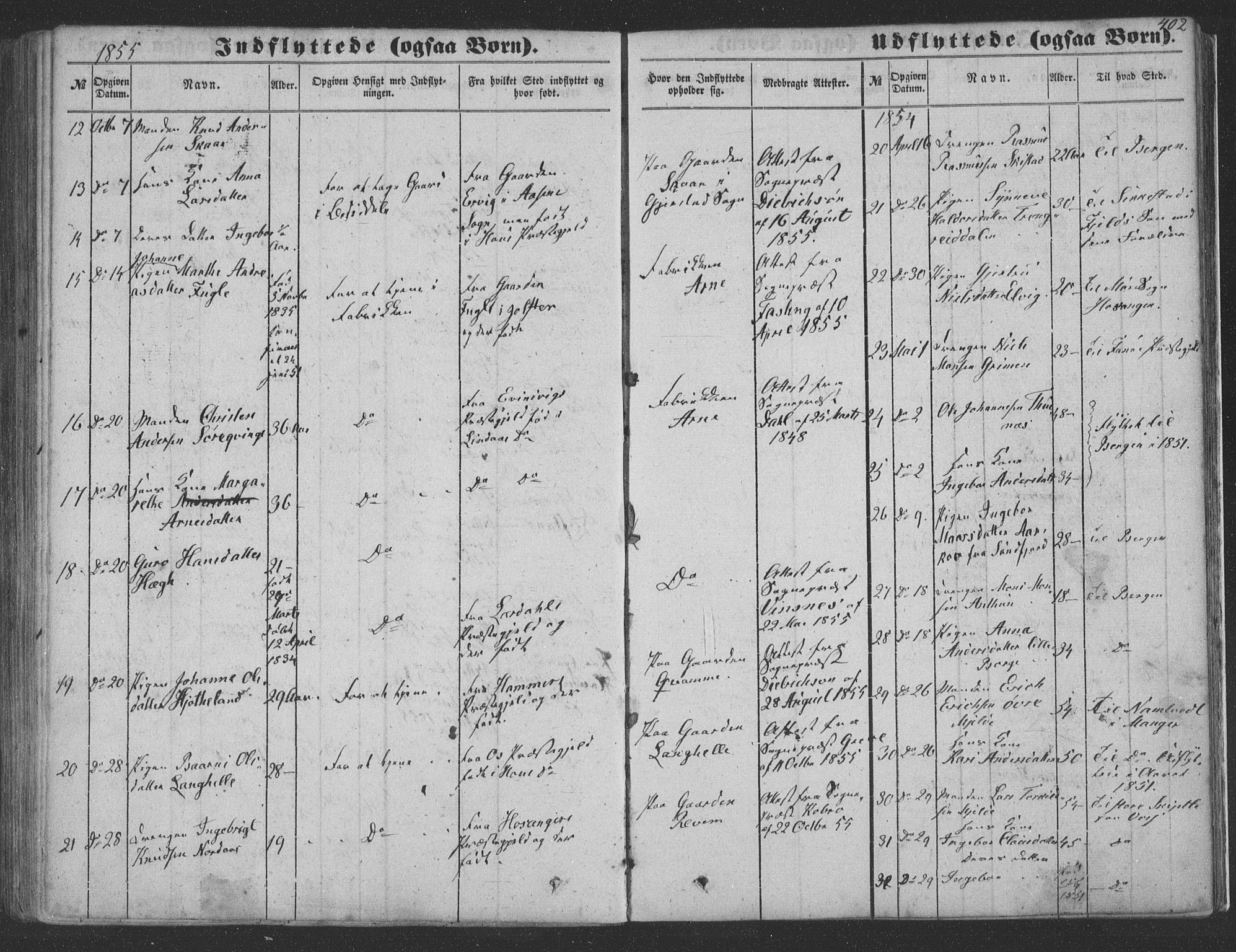 Haus sokneprestembete, SAB/A-75601/H/Haa: Parish register (official) no. A 16 II, 1848-1857, p. 402