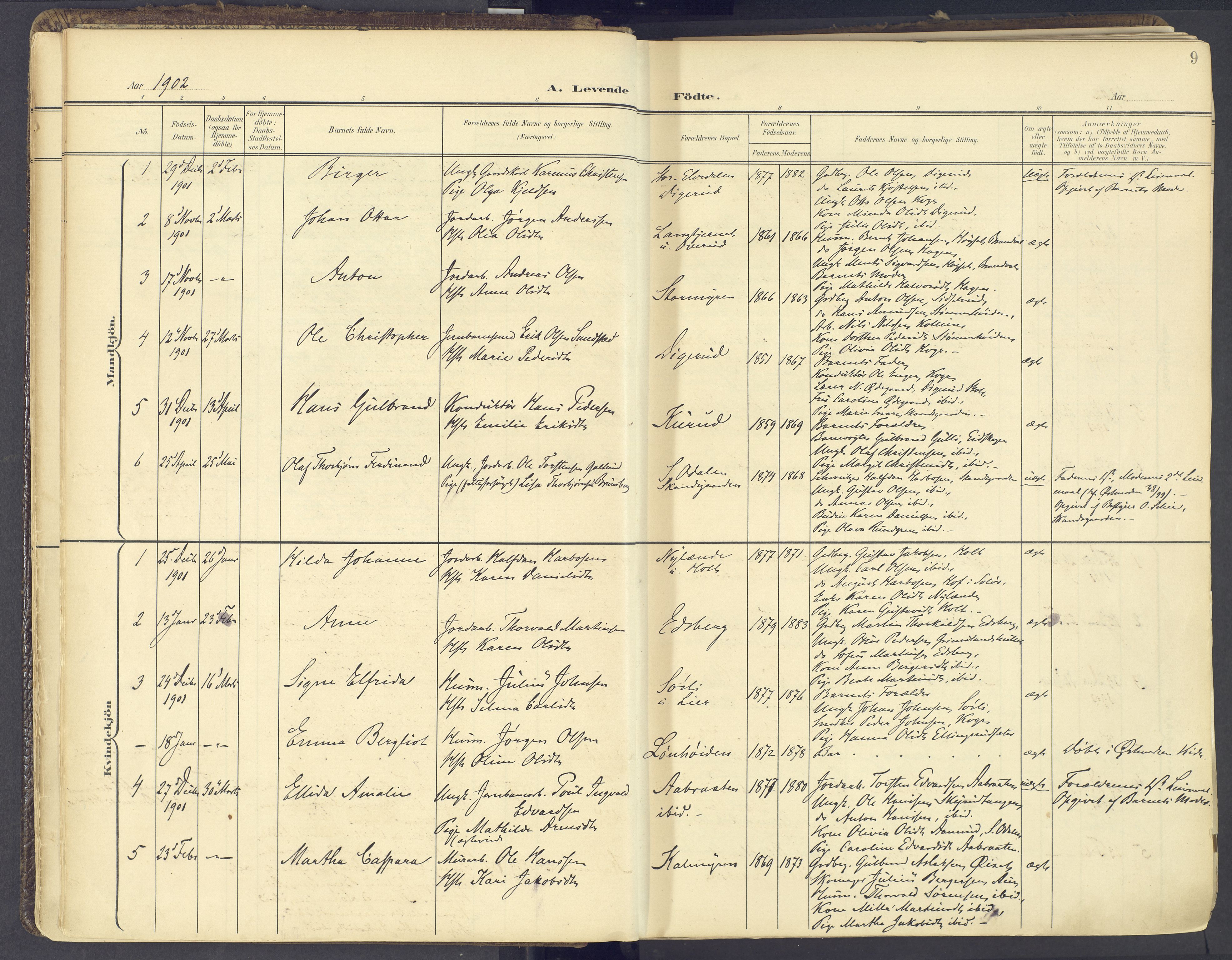 Vinger prestekontor, AV/SAH-PREST-024/H/Ha/Haa/L0017: Parish register (official) no. 17, 1901-1927, p. 9