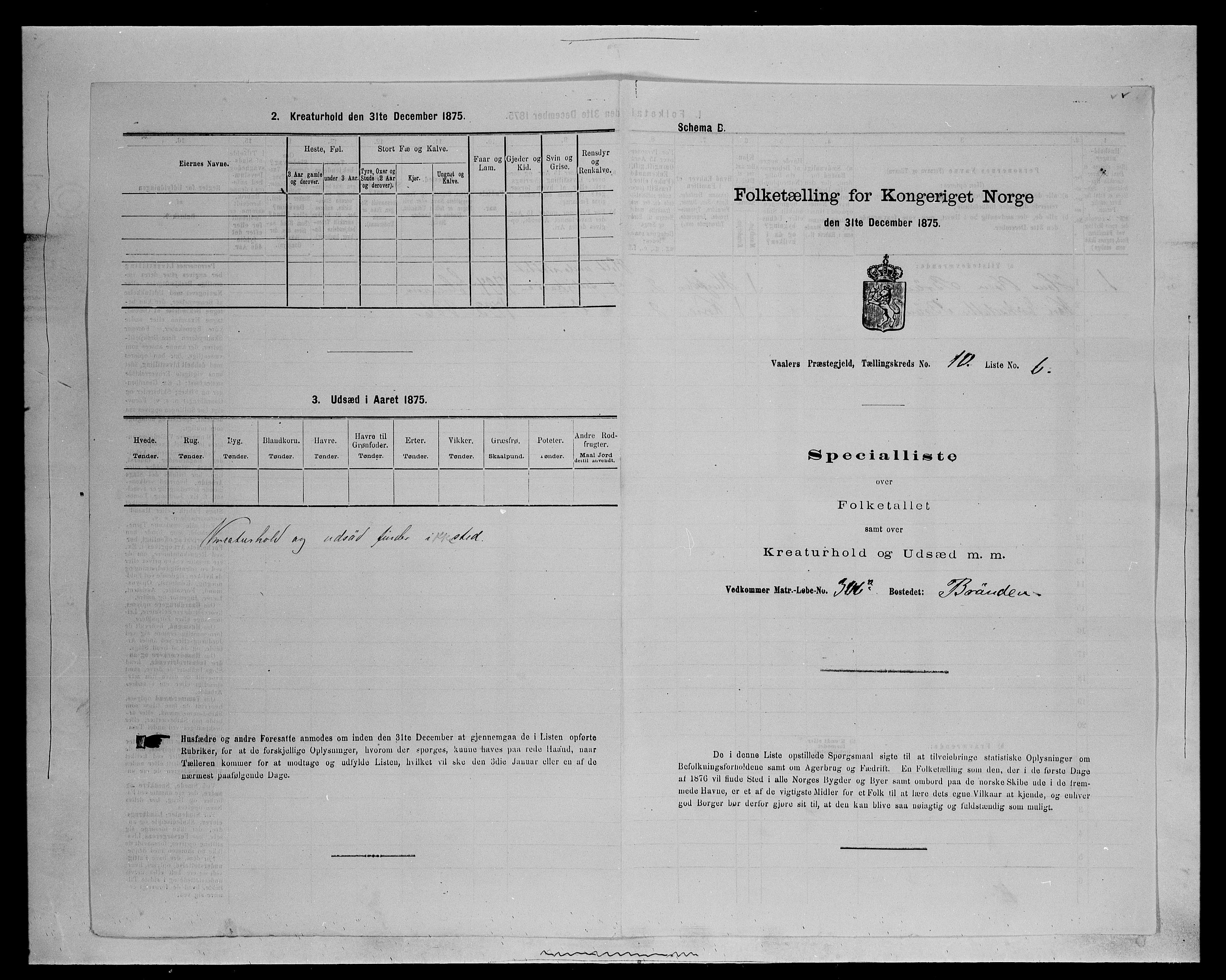 SAH, 1875 census for 0426P Våler parish (Hedmark), 1875, p. 1300