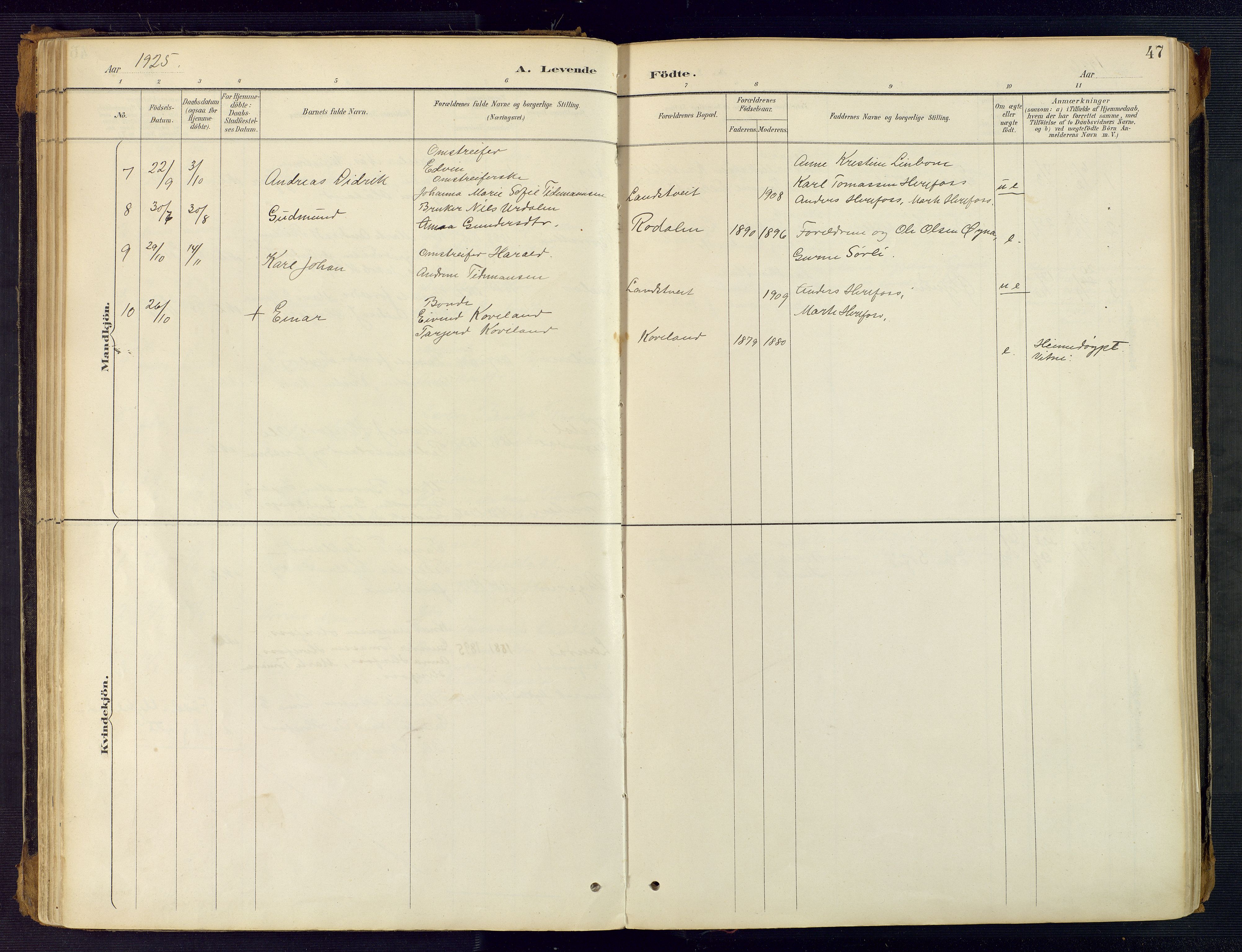 Herefoss sokneprestkontor, SAK/1111-0019/F/Fa/Faa/L0003: Parish register (official) no. A 3, 1887-1930, p. 47