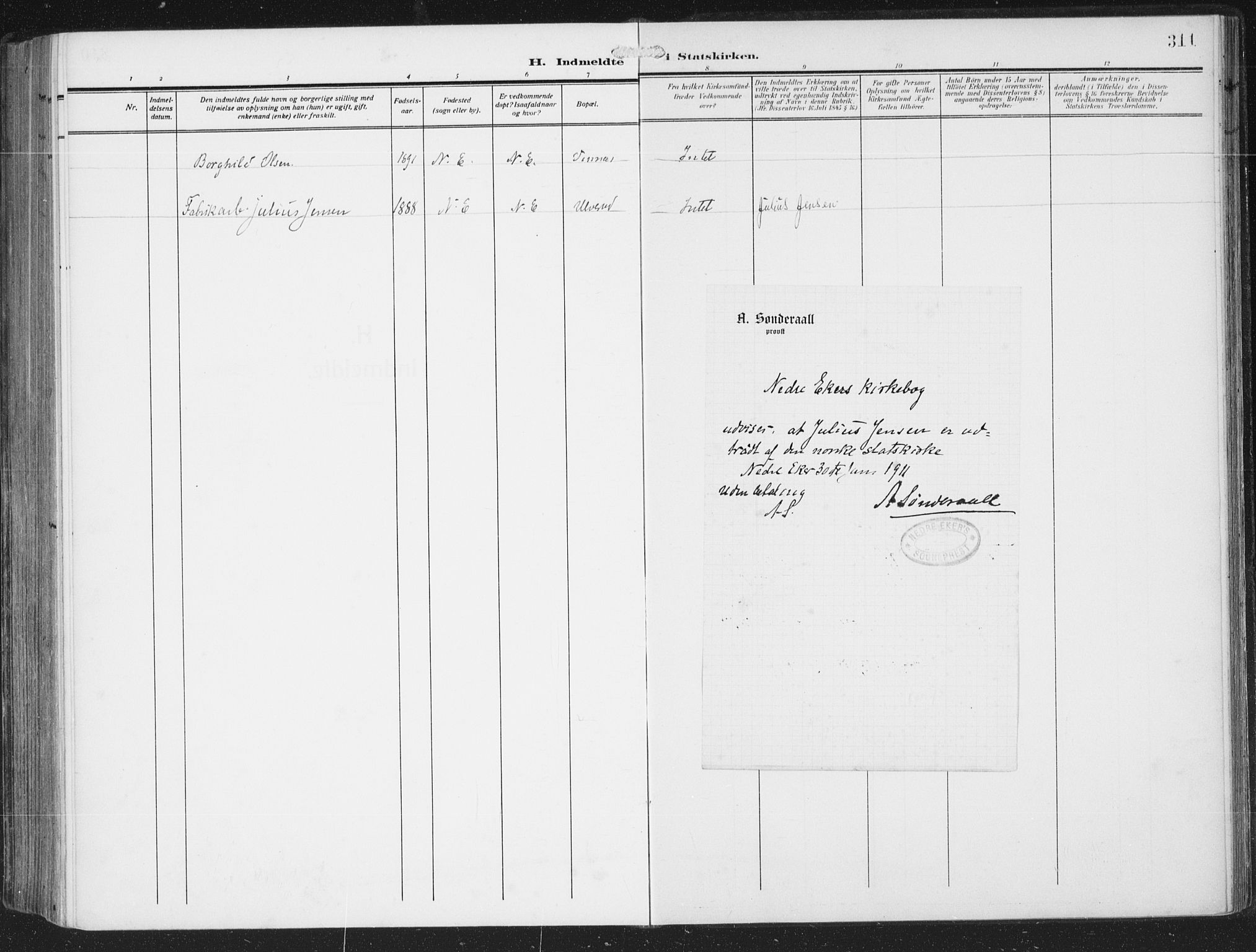 Nedre Eiker kirkebøker, AV/SAKO-A-612/F/Fa/L0007: Parish register (official) no. 7, 1912-1918, p. 311