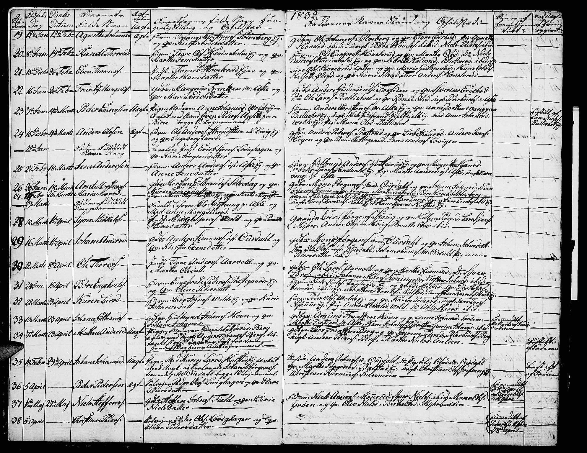 Nes prestekontor, Hedmark, SAH/PREST-020/L/La/L0004: Parish register (copy) no. 4, 1832-1861, p. 2