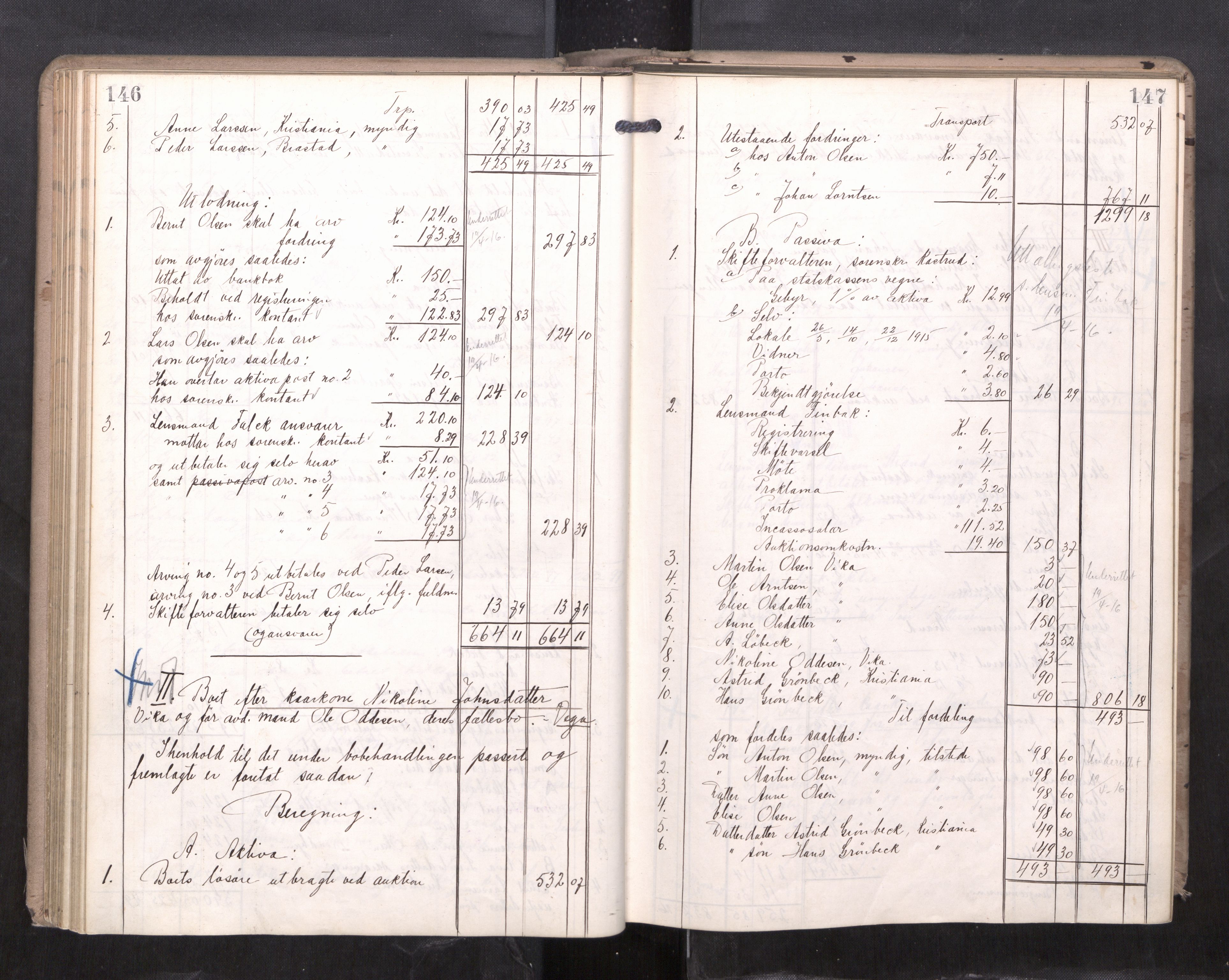 Søndre Helgeland sorenskriveri, AV/SAT-A-4575/1/3/3A/L0009: Skifteutlodningsprot., 1913-1924, p. 146-147