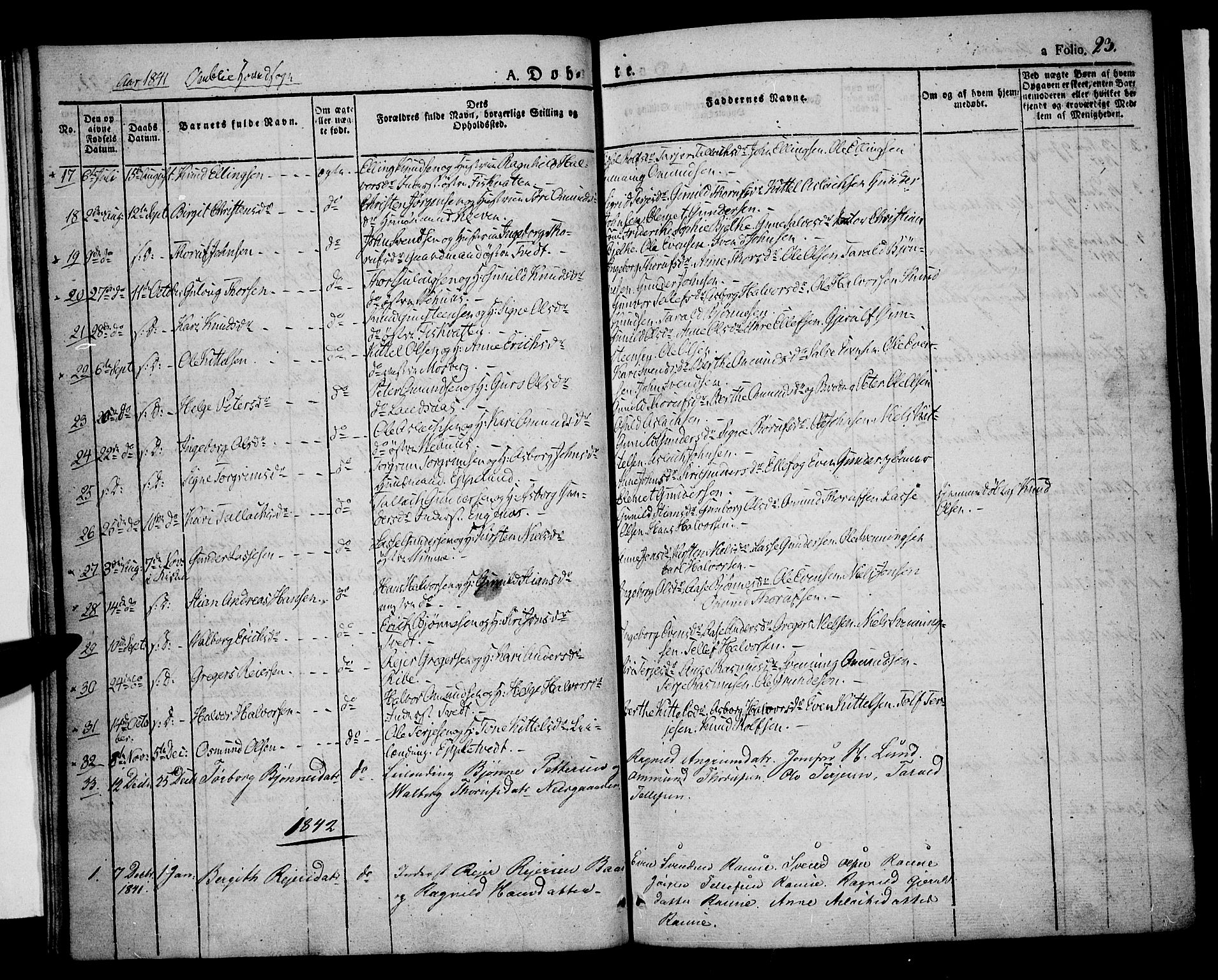 Åmli sokneprestkontor, SAK/1111-0050/F/Fa/Fac/L0007: Parish register (official) no. A 7 /1, 1829-1851, p. 23