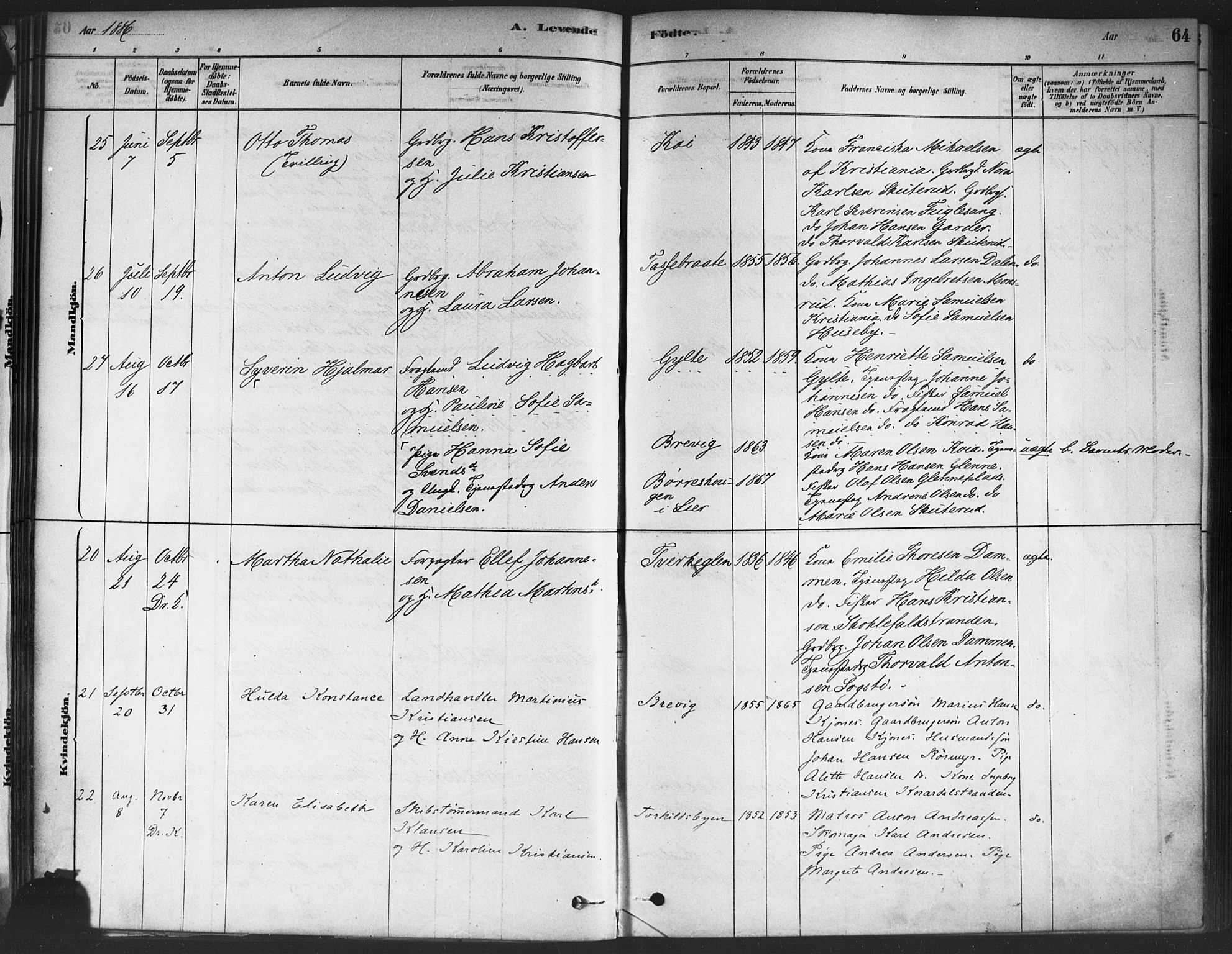 Drøbak prestekontor Kirkebøker, SAO/A-10142a/F/Fc/L0002: Parish register (official) no. III 2, 1878-1891, p. 64