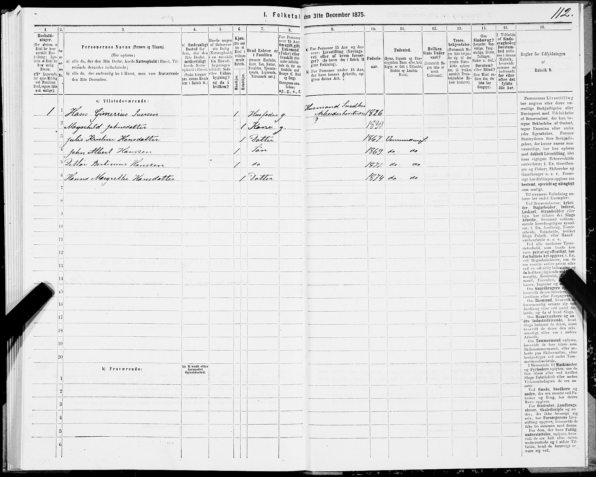 SAT, 1875 census for 1745L Namsos/Vemundvik og Sævik, 1875, p. 1112