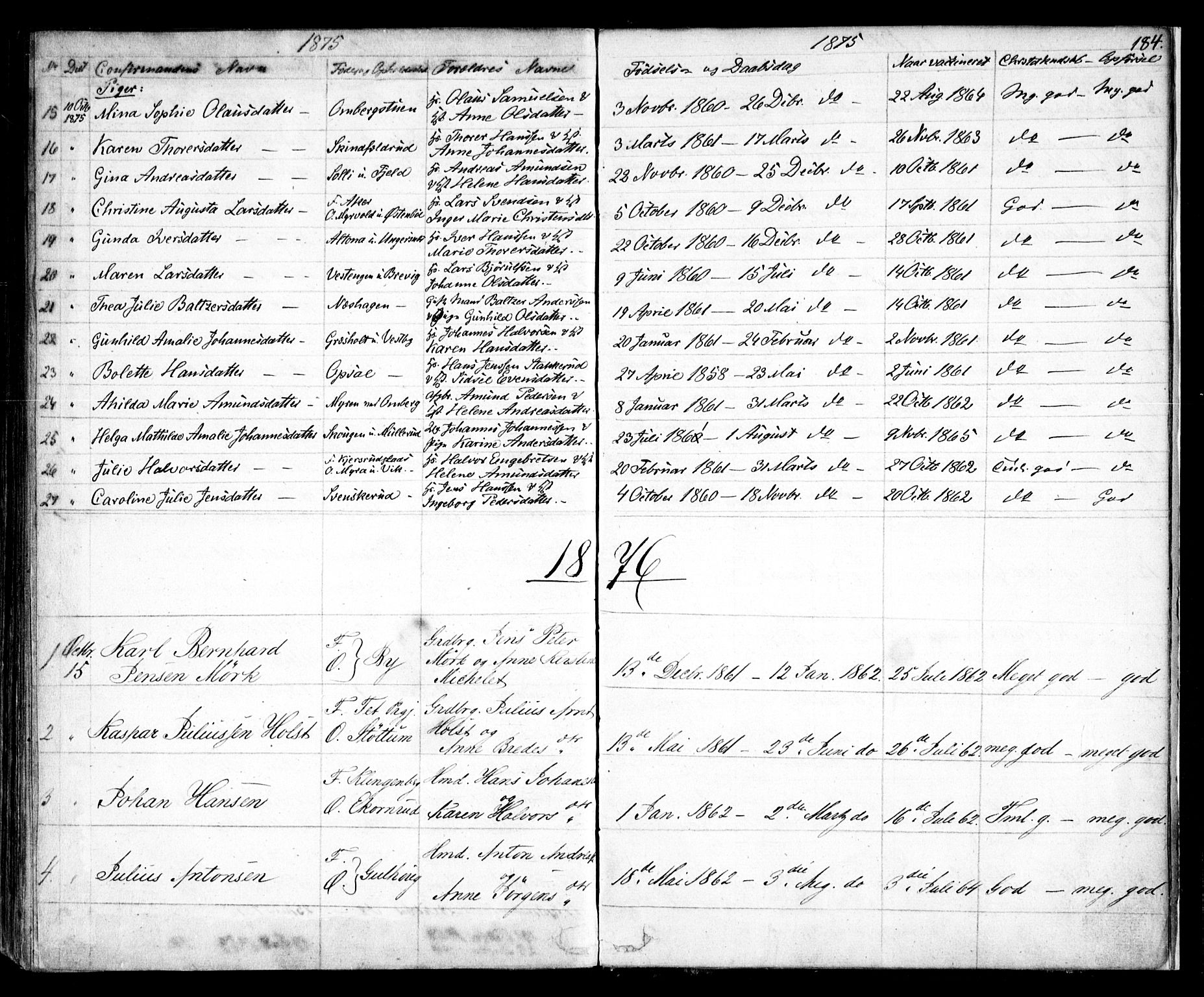 Enebakk prestekontor Kirkebøker, SAO/A-10171c/F/Fa/L0010: Parish register (official) no. I 10, 1829-1876, p. 184