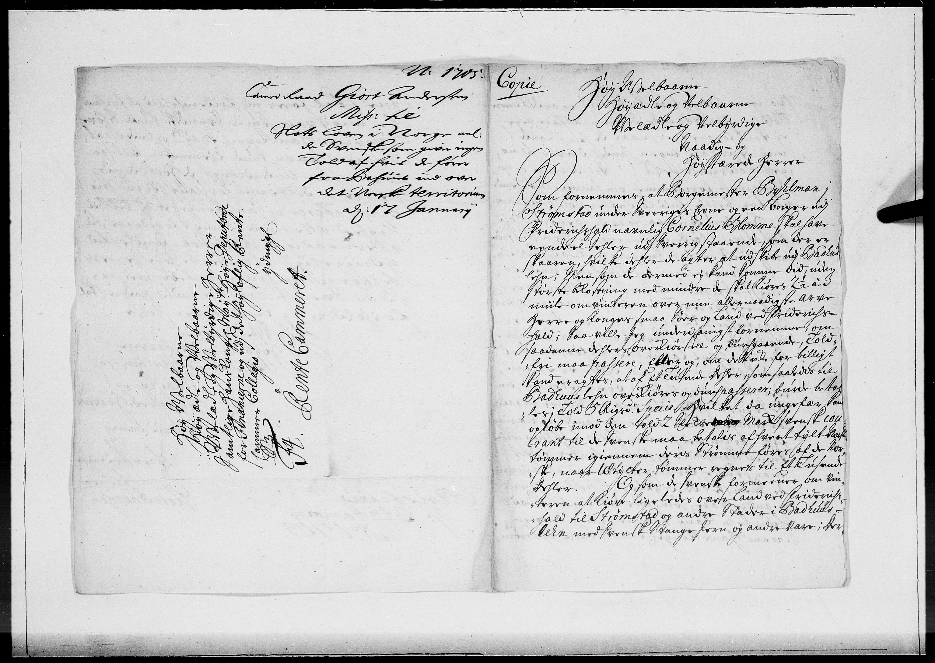 Danske Kanselli 1572-1799, AV/RA-EA-3023/F/Fc/Fcc/Fcca/L0058: Norske innlegg 1572-1799, 1705, p. 13