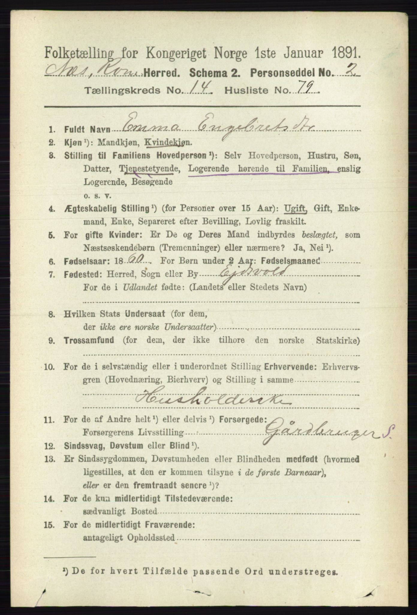 RA, 1891 census for 0236 Nes, 1891, p. 8918