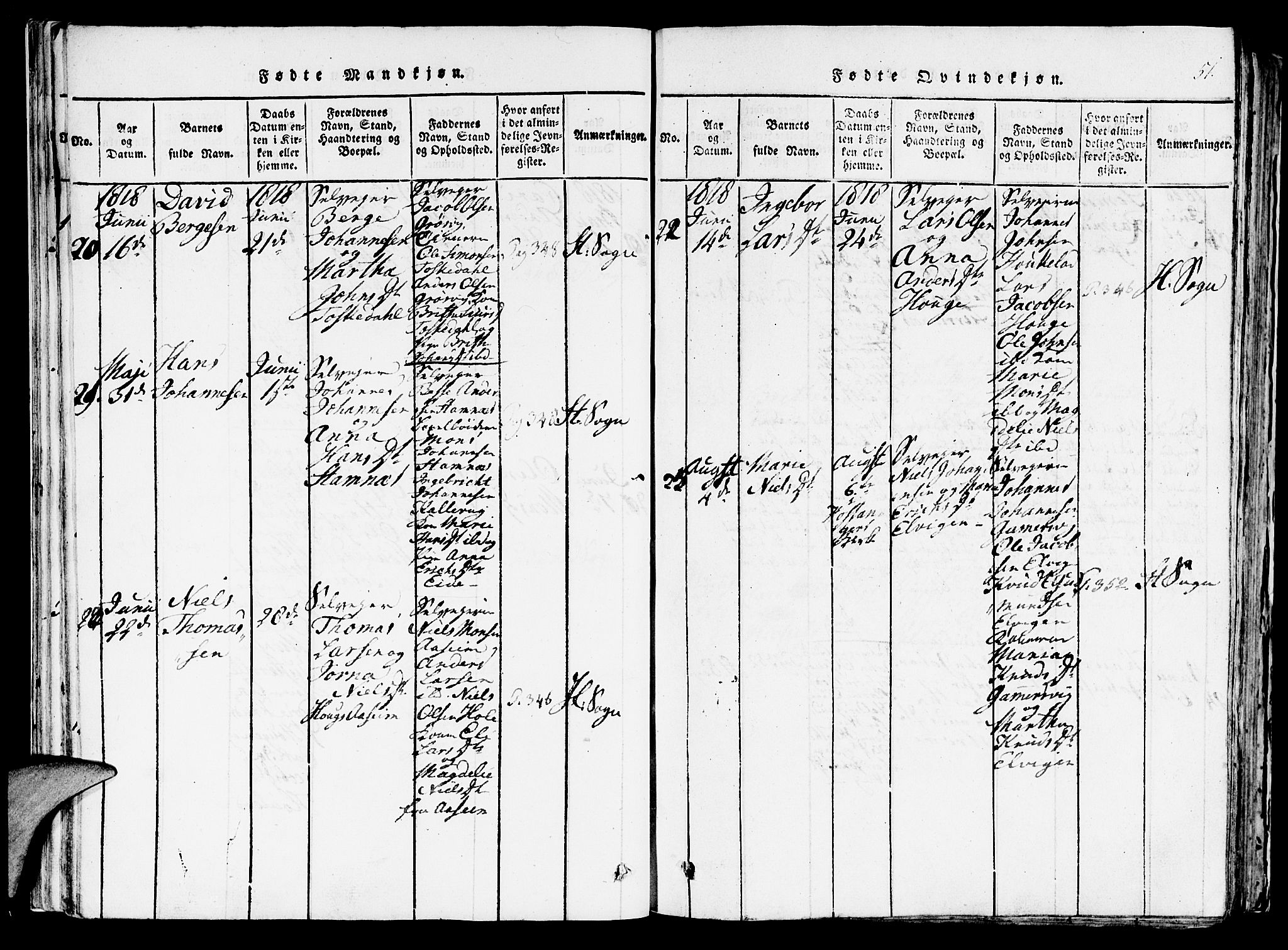 Haus sokneprestembete, AV/SAB-A-75601/H/Haa: Parish register (official) no. A 12, 1816-1821, p. 51