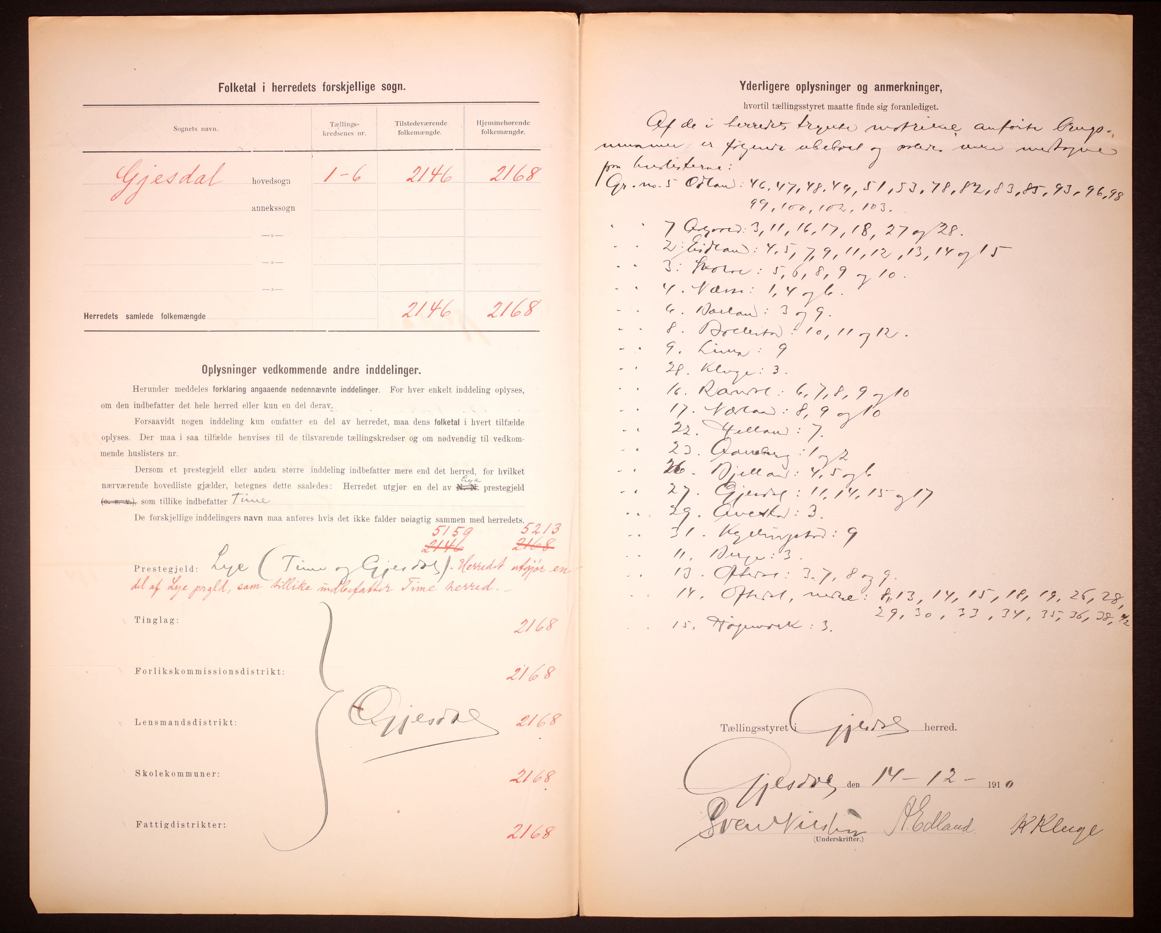 RA, 1910 census for Gjesdal, 1910, p. 3