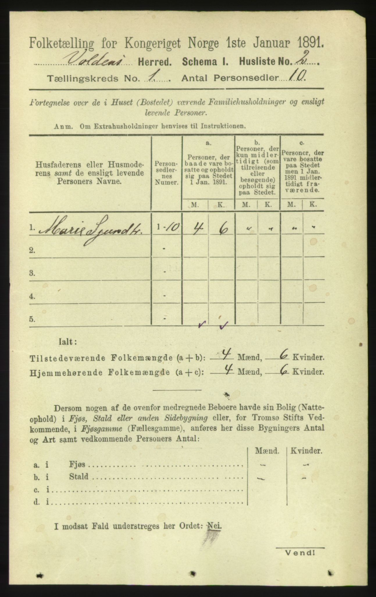 RA, 1891 census for 1519 Volda, 1891, p. 28