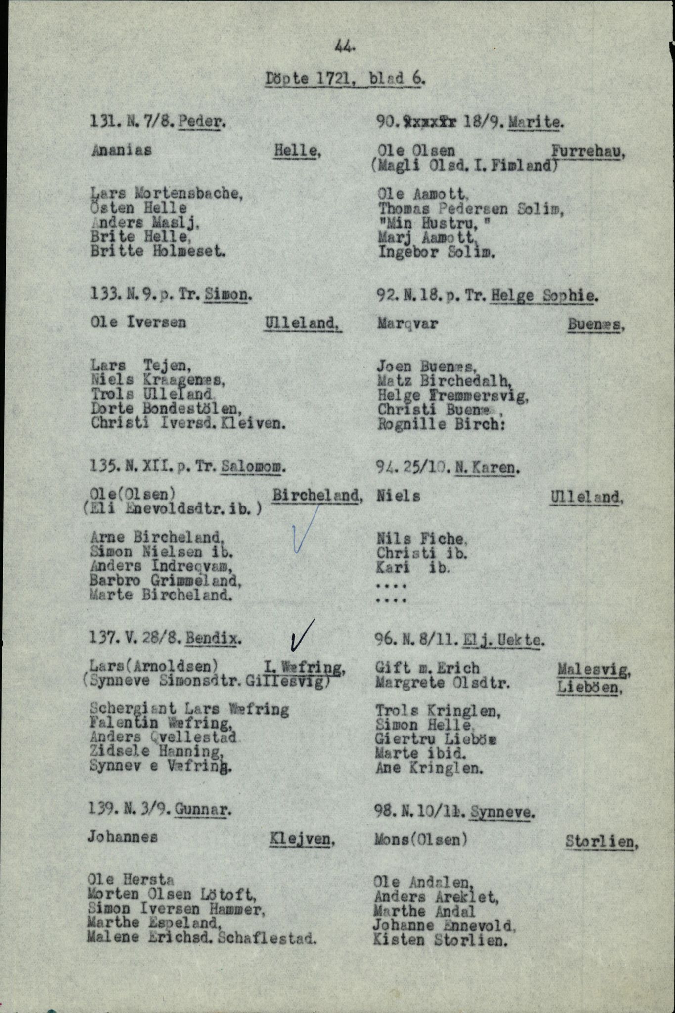 Samling av fulltekstavskrifter, SAB/FULLTEKST/B/14/0006: Førde sokneprestembete, ministerialbok nr. A 1, 1720-1727, p. 45