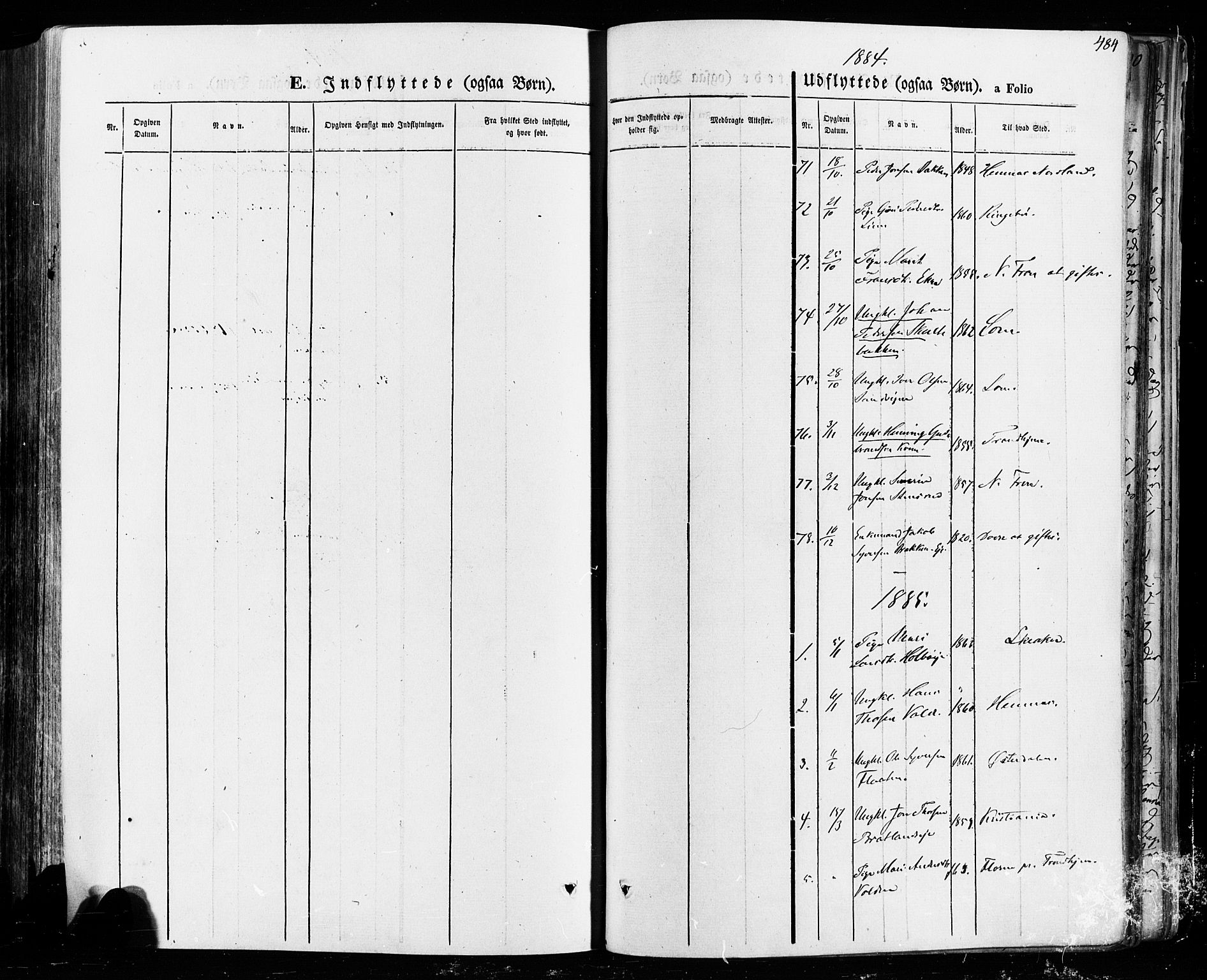 Vågå prestekontor, AV/SAH-PREST-076/H/Ha/Haa/L0007: Parish register (official) no. 7 /1, 1872-1886, p. 484