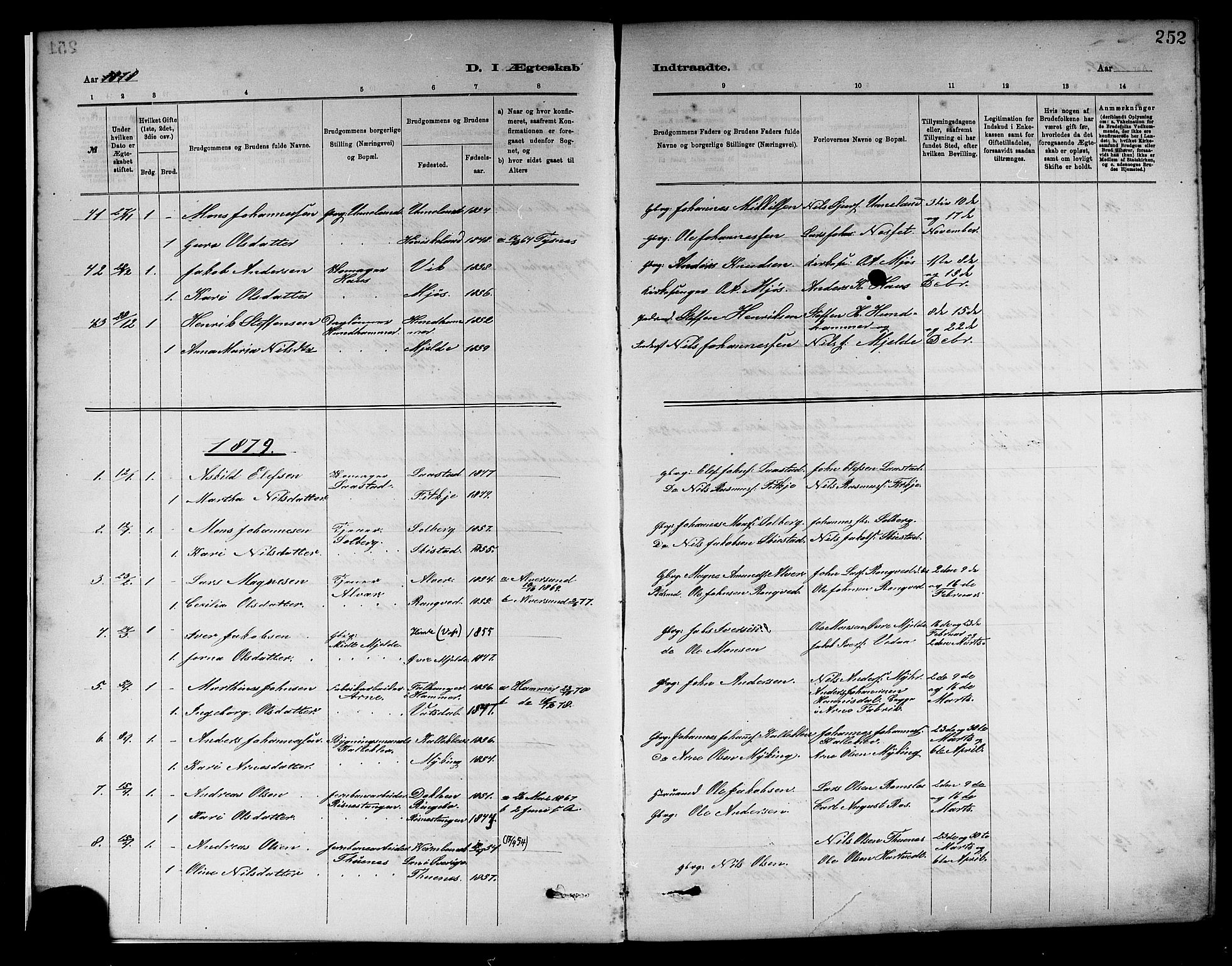 Haus sokneprestembete, AV/SAB-A-75601/H/Haa: Parish register (official) no. A 19II, 1878-1886, p. 252