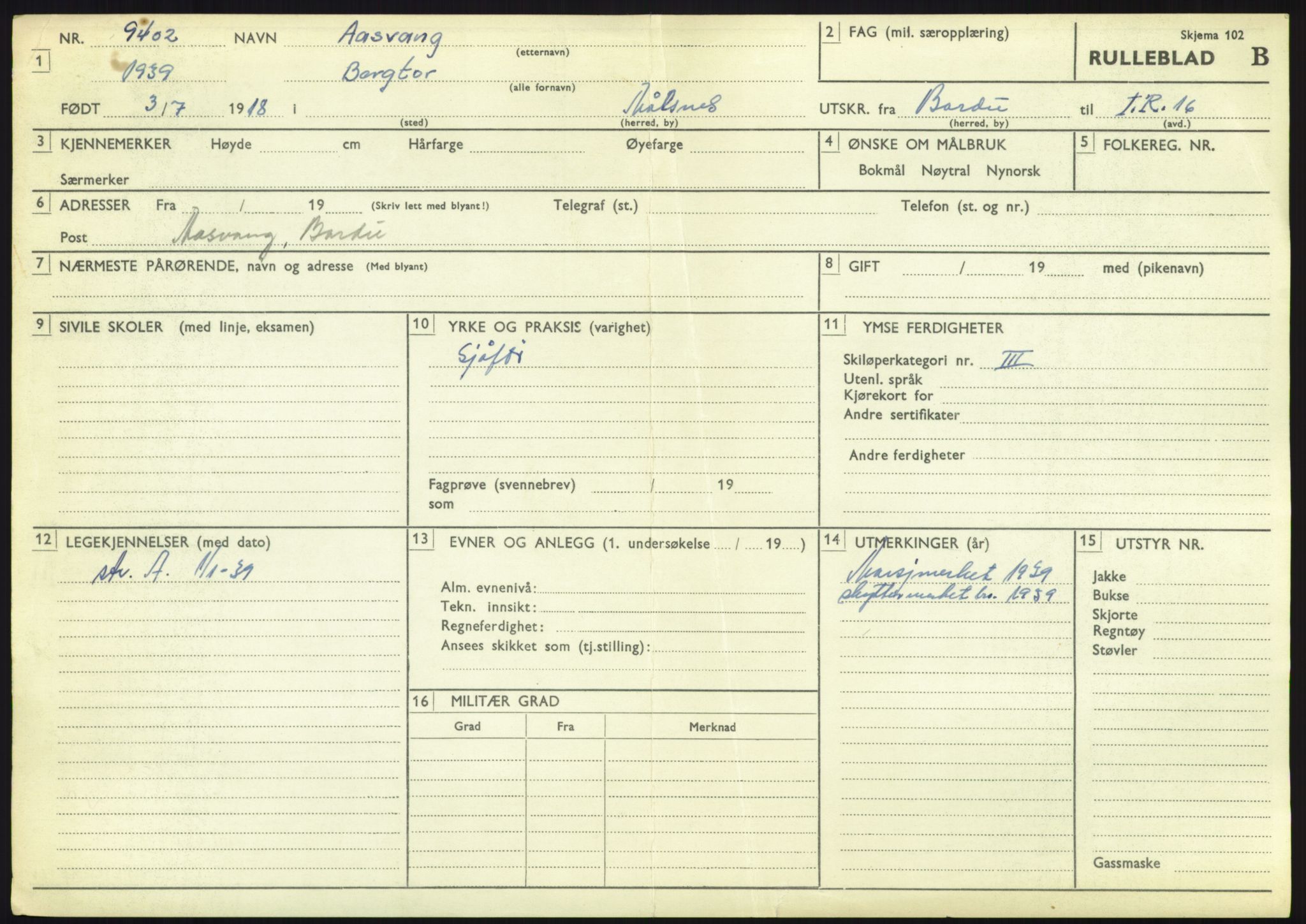 Forsvaret, Troms infanteriregiment nr. 16, AV/RA-RAFA-3146/P/Pa/L0023: Rulleblad for regimentets menige mannskaper, årsklasse 1939, 1939, p. 1361