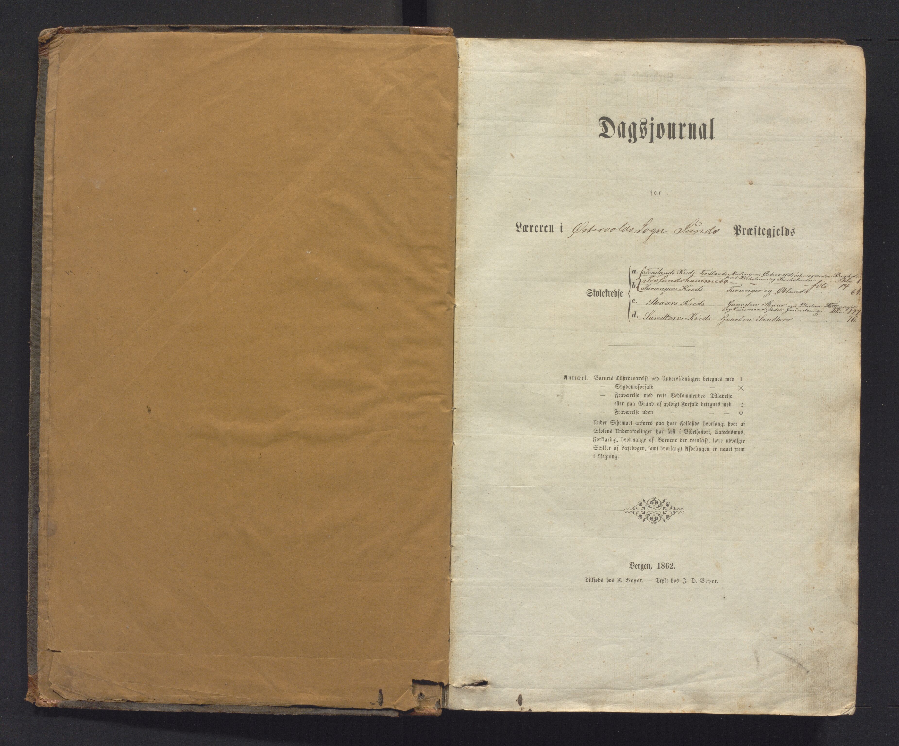 Austevoll kommune. Barneskulane, IKAH/1244-231/G/Ga/L0028: Dagsjournal med karakterar for læraren i Østervold sokn, Sund prestegjeld, 1863-1883