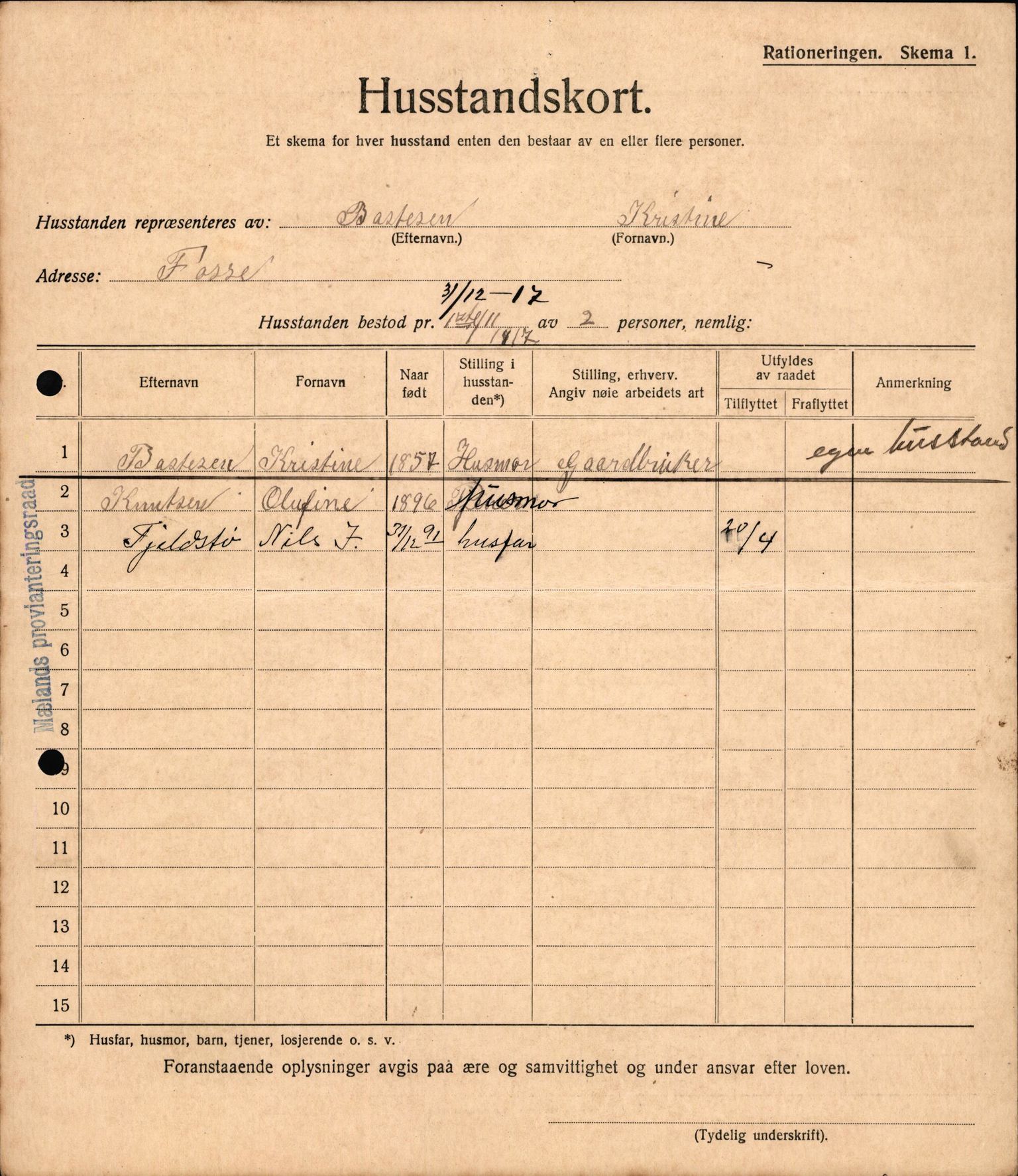 IKAH, Meland kommune, Provianteringsrådet, Husstander per 01.11.1917, 1917-1918, p. 226