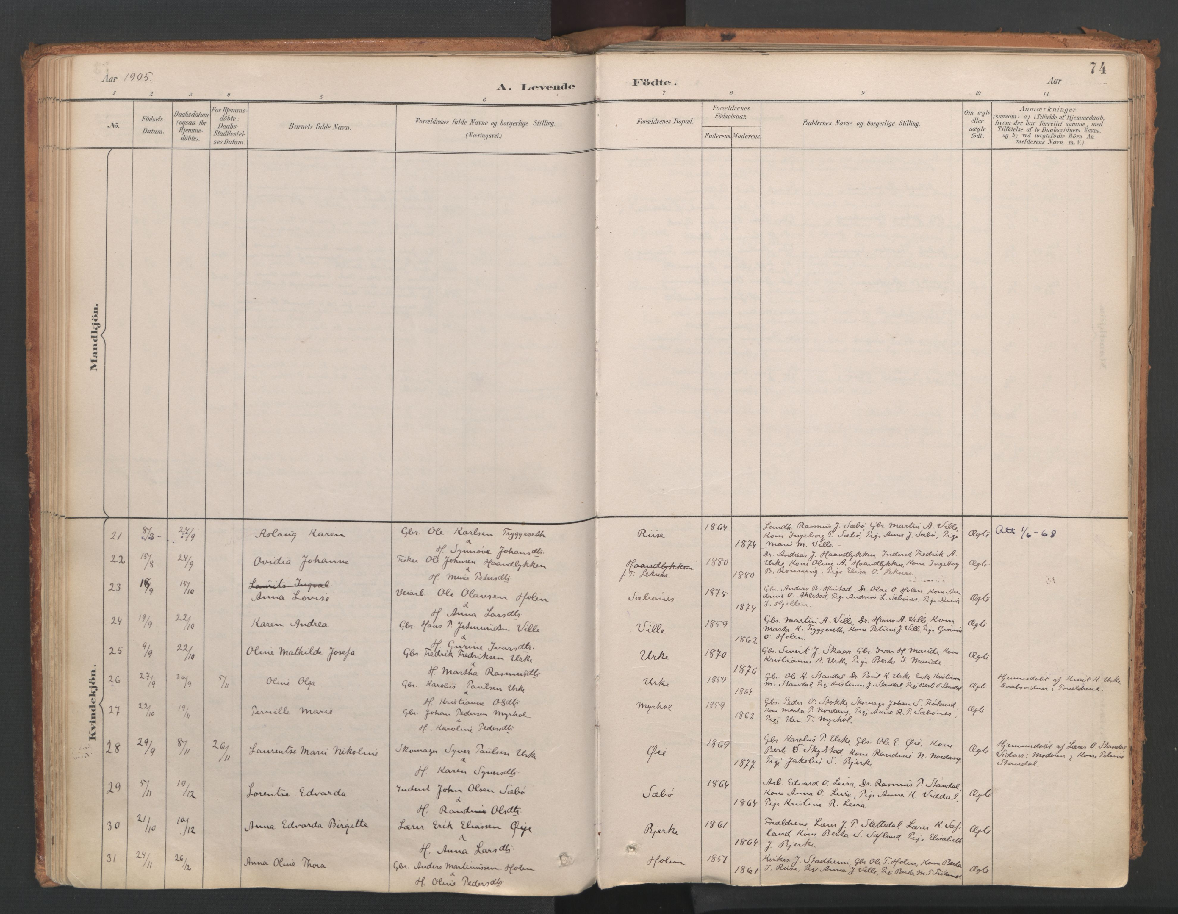 Ministerialprotokoller, klokkerbøker og fødselsregistre - Møre og Romsdal, AV/SAT-A-1454/515/L0211: Parish register (official) no. 515A07, 1886-1910, p. 74