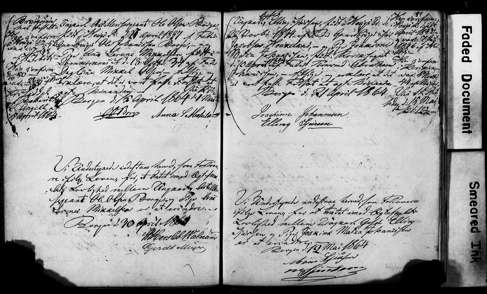 Korskirken sokneprestembete, AV/SAB-A-76101: Best man's statements no. II.5.2, 1859-1865, p. 189