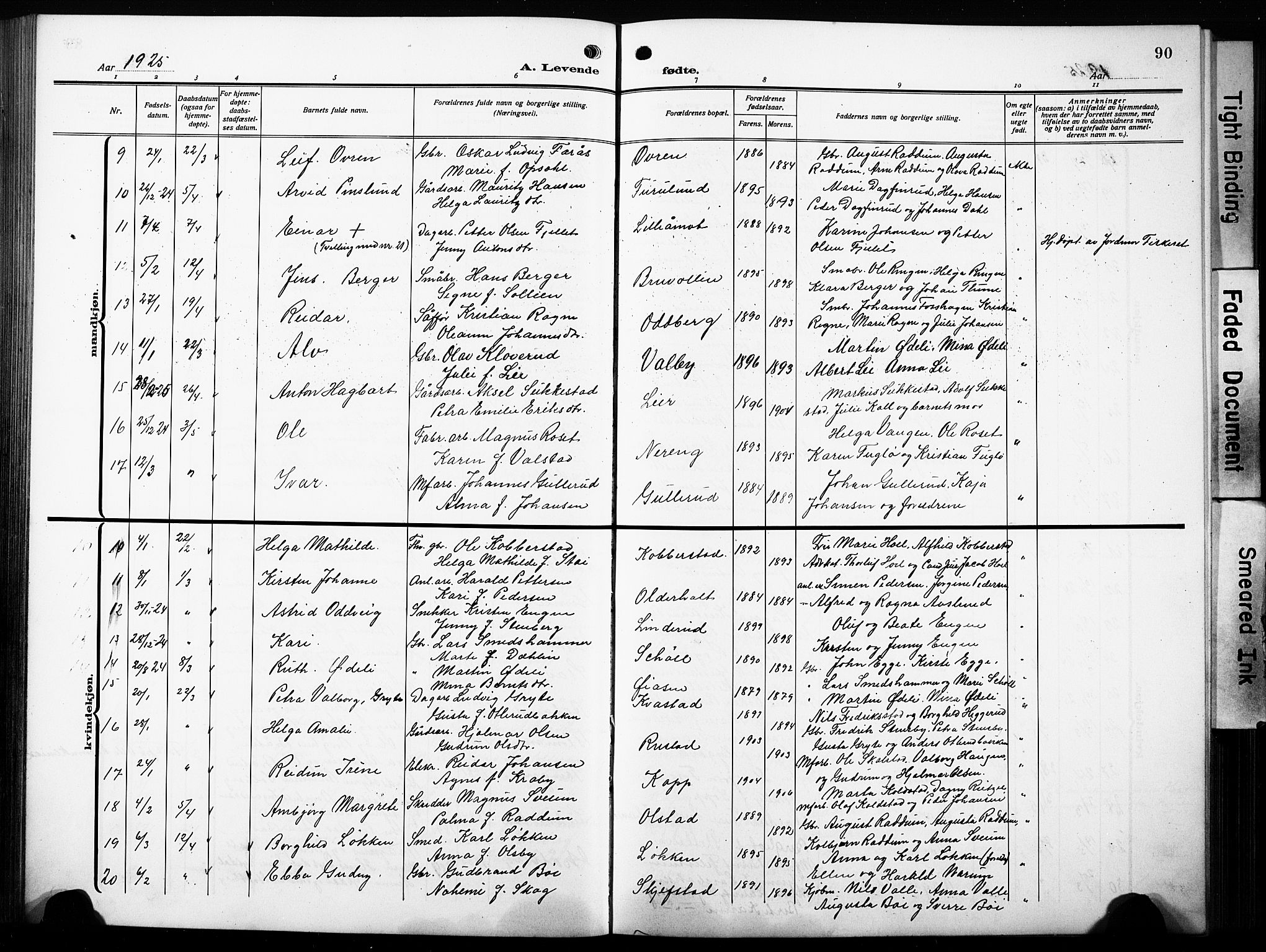 Østre Toten prestekontor, AV/SAH-PREST-104/H/Ha/Hab/L0010: Parish register (copy) no. 10, 1912-1933, p. 90