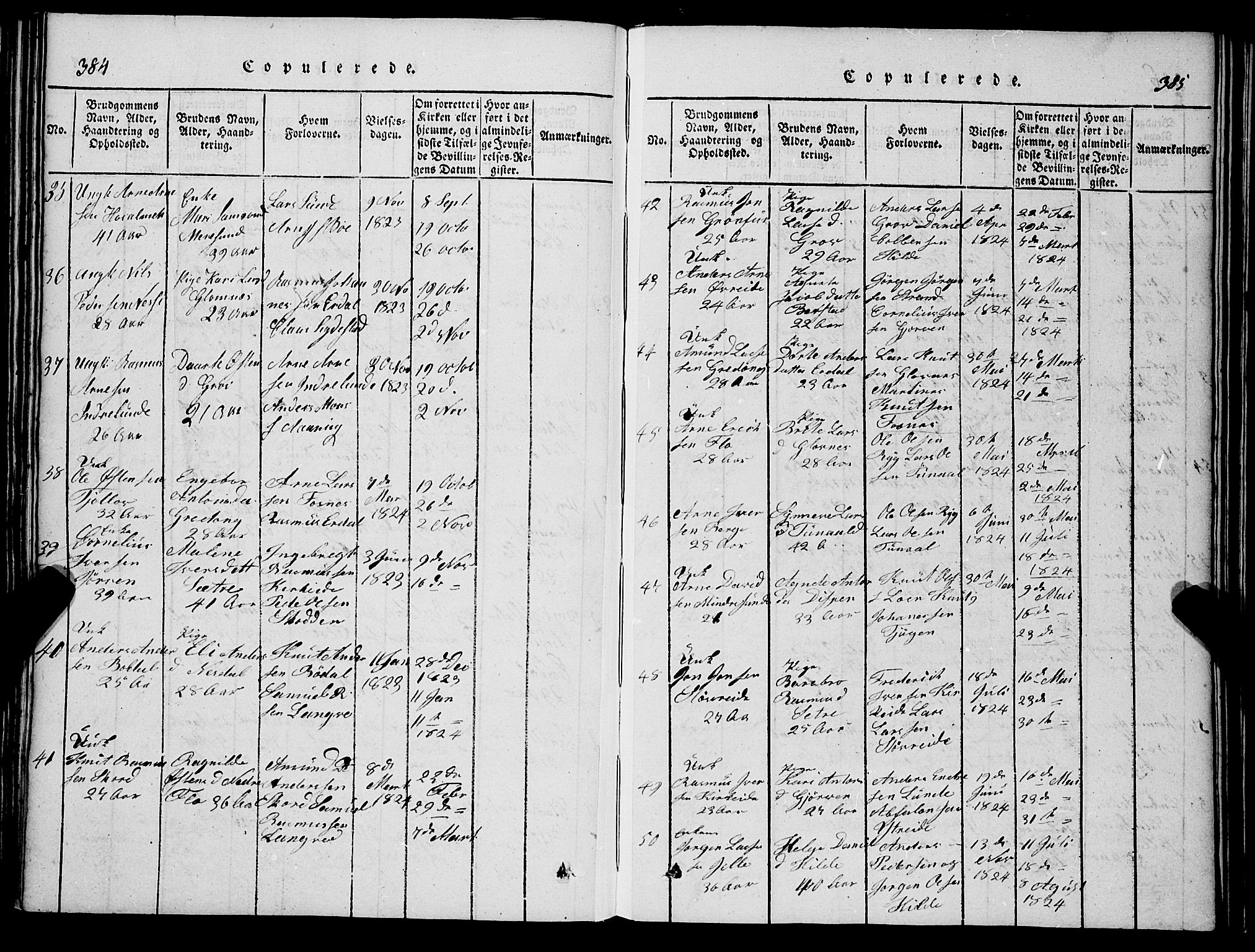 Stryn Sokneprestembete, SAB/A-82501: Parish register (copy) no. C 1, 1801-1845, p. 384-385