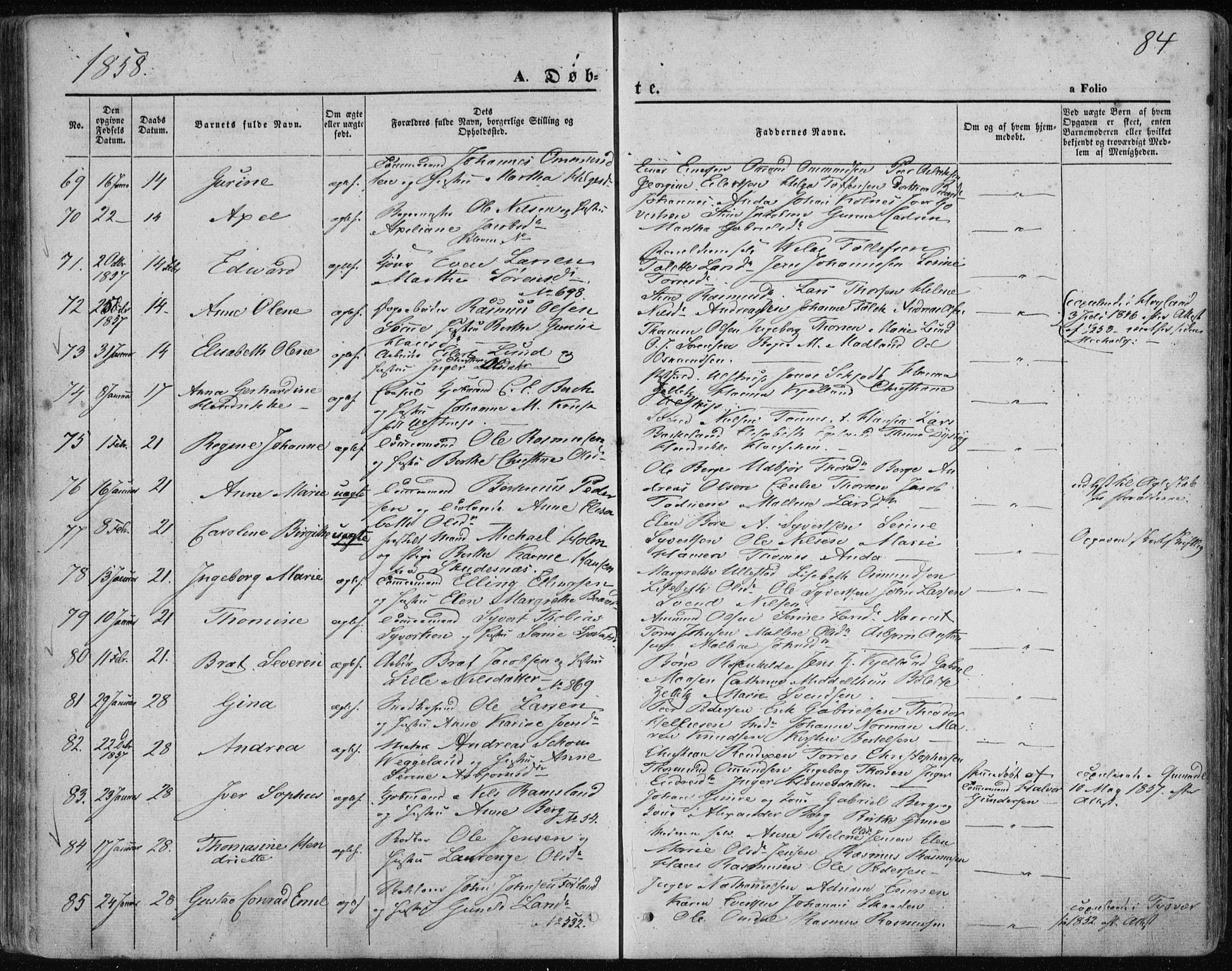 Domkirken sokneprestkontor, AV/SAST-A-101812/001/30/30BA/L0017: Parish register (official) no. A 16, 1855-1867, p. 84