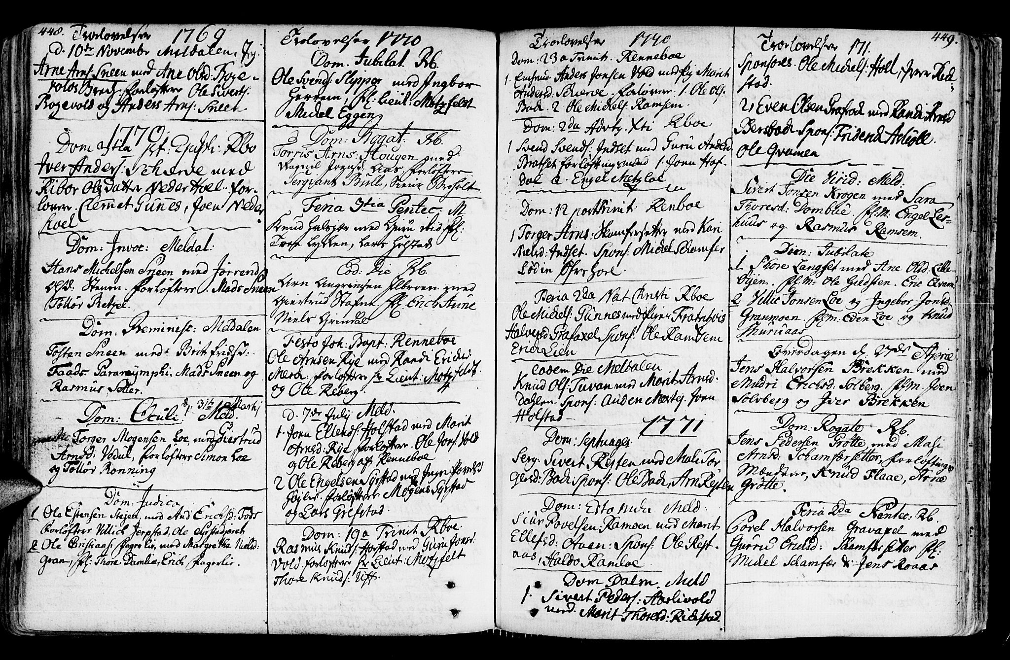 Ministerialprotokoller, klokkerbøker og fødselsregistre - Sør-Trøndelag, AV/SAT-A-1456/672/L0851: Parish register (official) no. 672A04, 1751-1775, p. 448-449