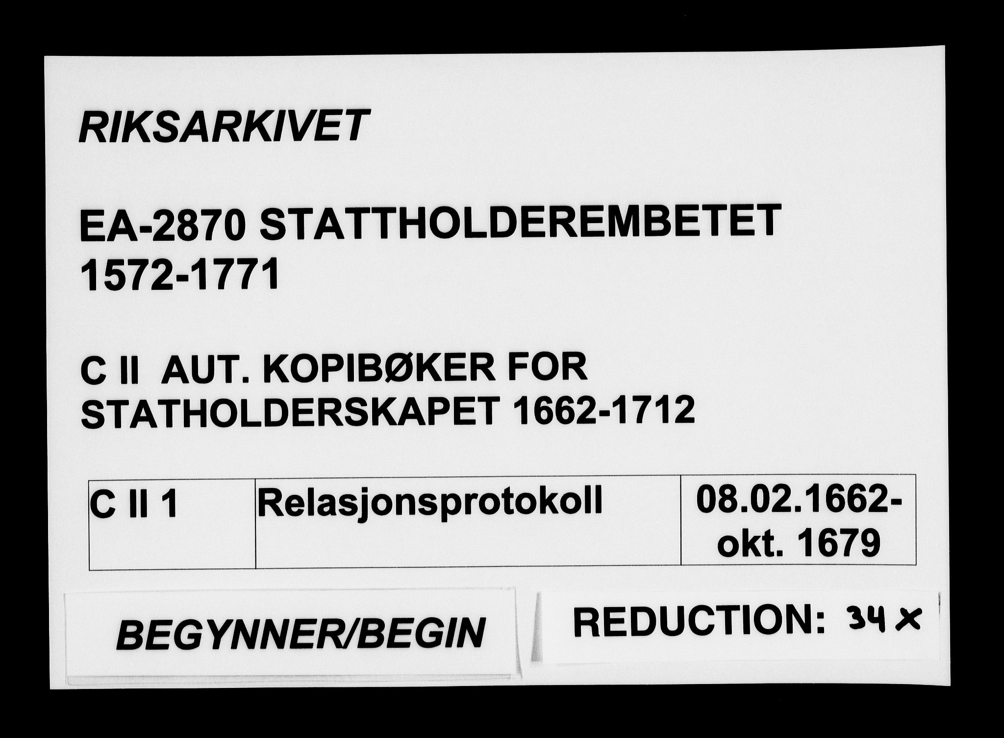 Stattholderembetet 1572-1771, AV/RA-EA-2870/Bb/L0001: Relasjonsprotokoll, 1662-1679