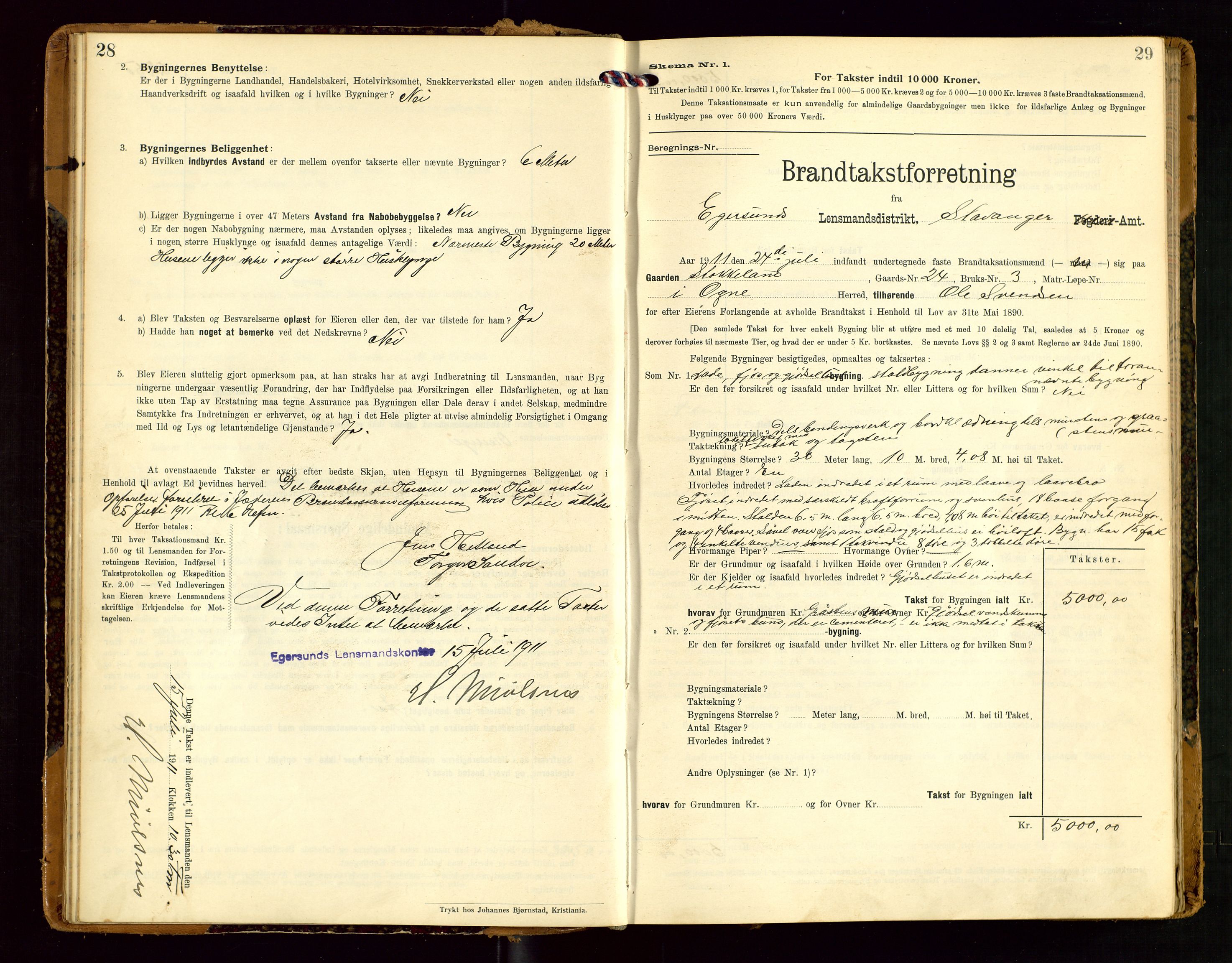 Eigersund lensmannskontor, AV/SAST-A-100171/Gob/L0002: "Brandtakstprotokol", 1910-1916, p. 28-29