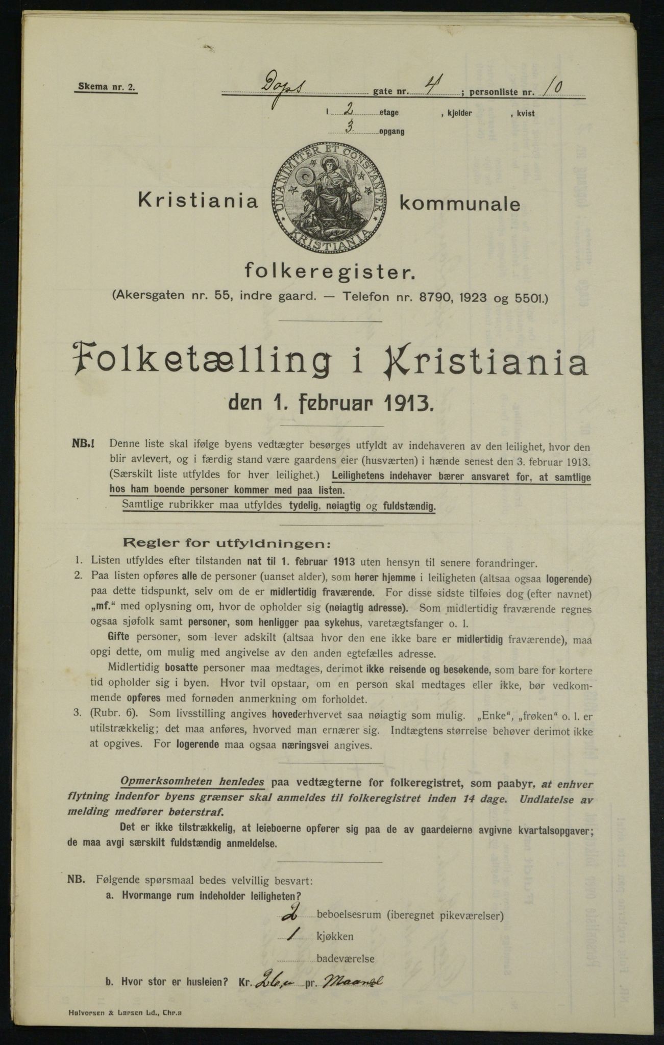 OBA, Municipal Census 1913 for Kristiania, 1913, p. 15920